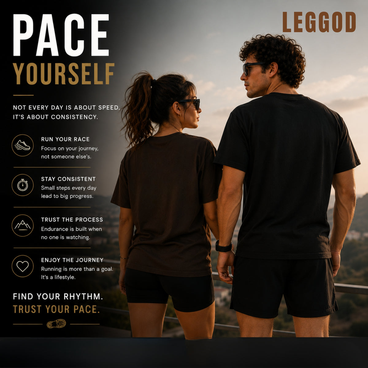Pace Yourself T-Shirt | Running Motivation Shirt | Unisex 100% Cotton Graphic Tee | Minimal Fitness & Lifestyle Shirt | LEGGOD