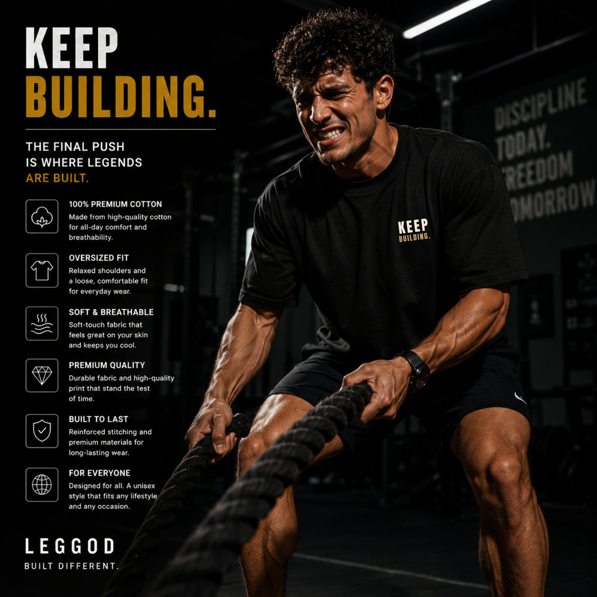 Keep Building T-Shirt | Motivational Gym Shirt | Entrepreneur Graphic Tee | Minimalist Success Shirt | Unisex Cotton Tee | LEGGOD