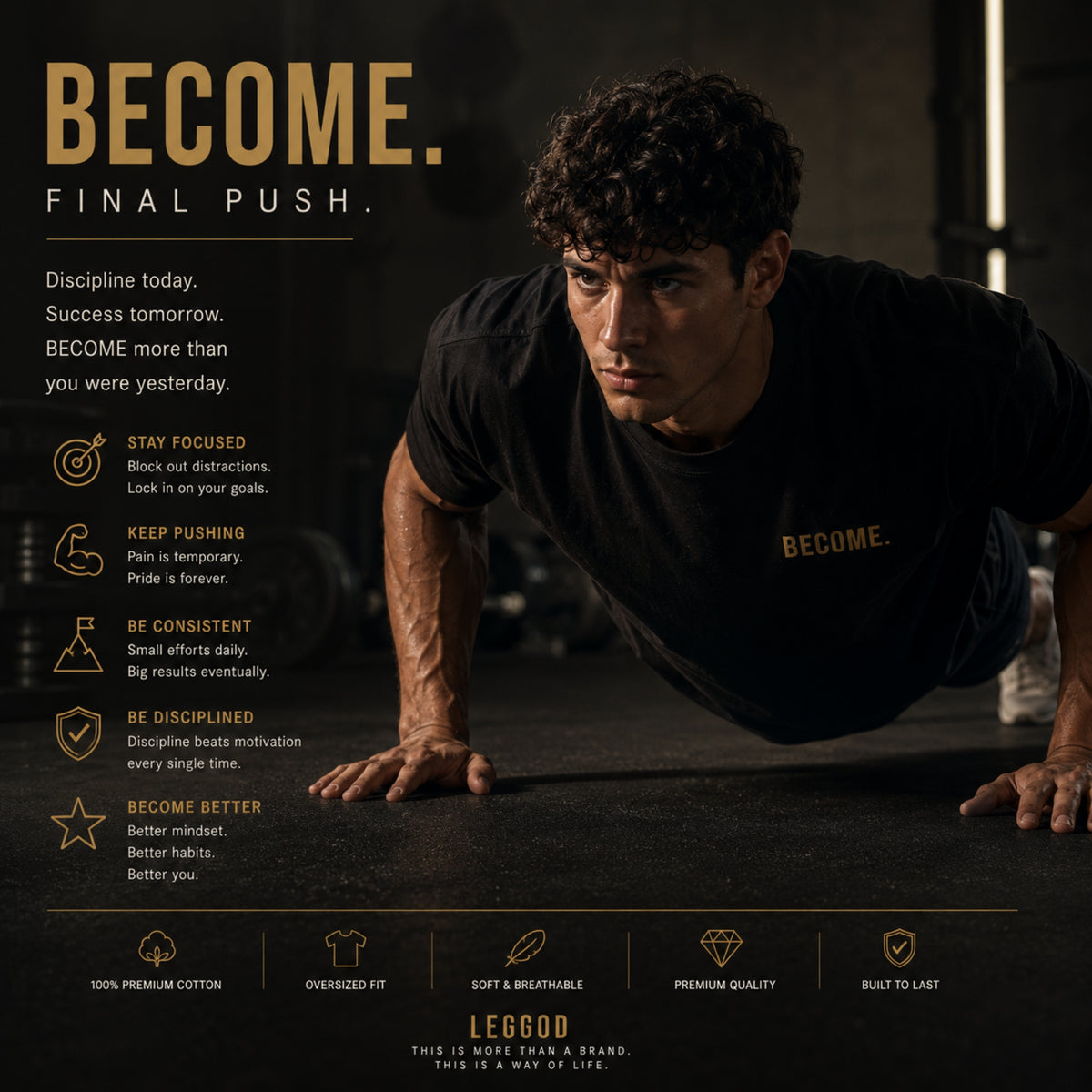 Become T-Shirt | Motivational Graphic Tee | Self Growth Shirt | Minimalist Mindset Tee | Unisex Cotton Shirt | LEGGOD