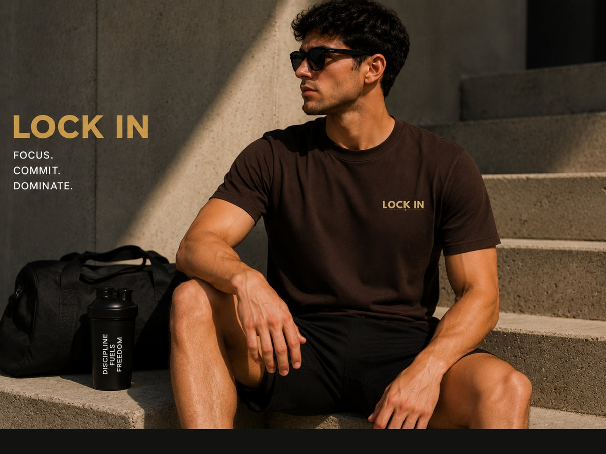 Lock In Minimalist Motivational T-Shirt | Inspirational Graphic Tee | Unisex Cotton Shirt | Gym & Success Mindset Apparel | LEGGOD