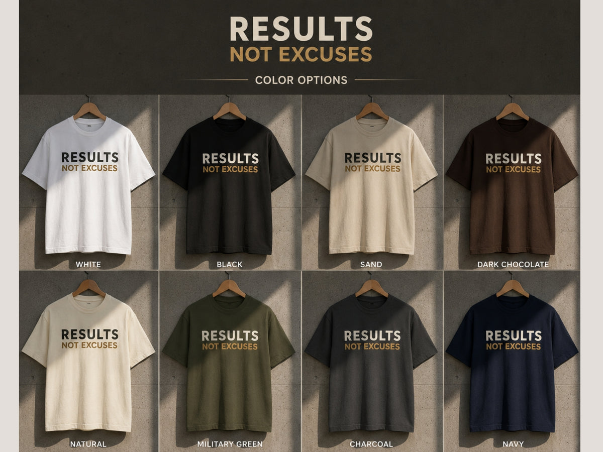 Results Not Excuses Motivational T-Shirt | Success Mindset Graphic Tee | Unisex Cotton Shirt | Gym & Entrepreneur Apparel | LEGGOD