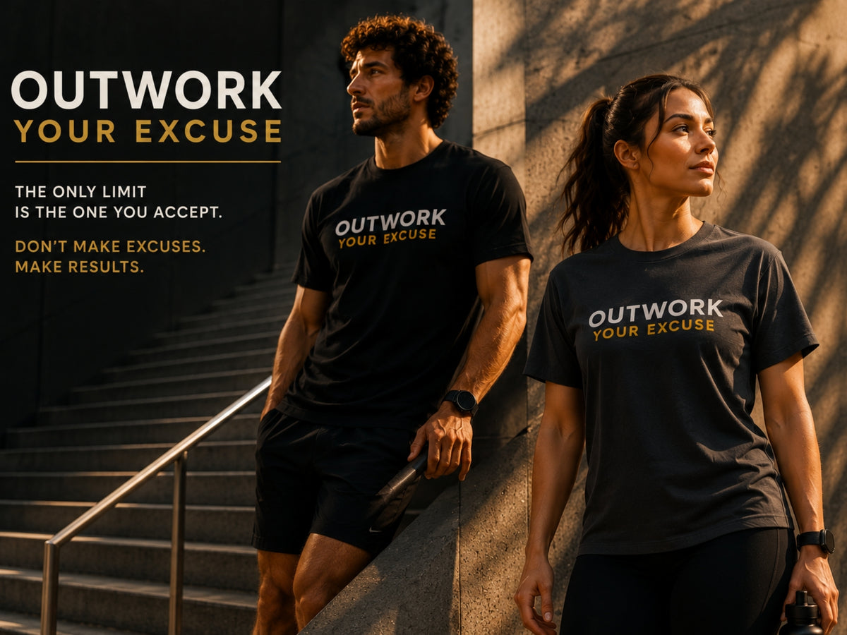 Outwork Your Excuse Motivational T-Shirt | Premium Unisex Gym & Fitness Shirt | Inspirational Workout Tee | LEGGOD