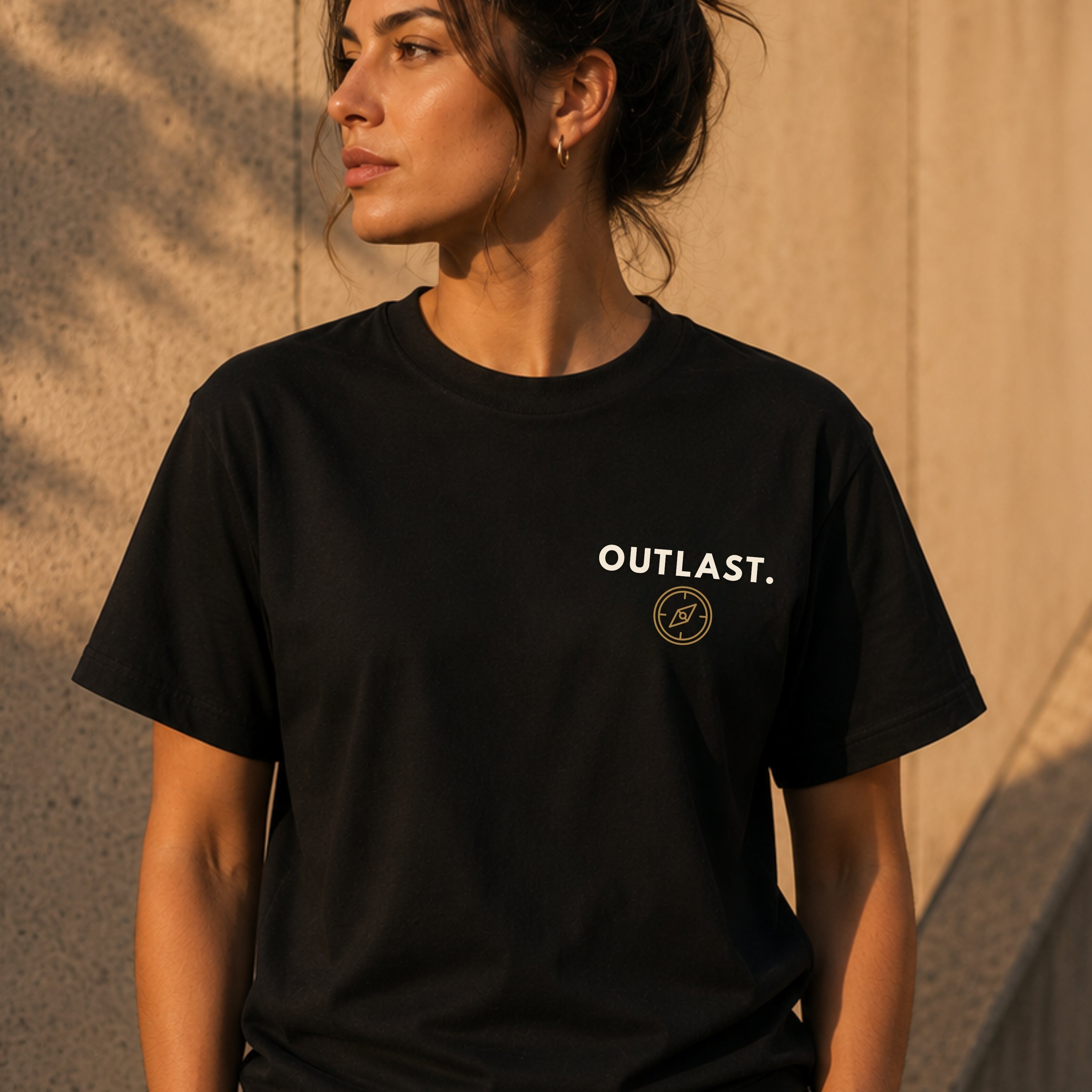 OUTLAST. Minimal Graphic T-Shirt | Premium Heavy Cotton Motivational Tee | Unisex Streetwear Shirt | Everyday Essential | LEGGOD