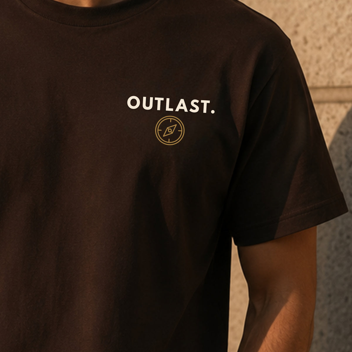 OUTLAST. Minimal Graphic T-Shirt | Premium Heavy Cotton Motivational Tee | Unisex Streetwear Shirt | Everyday Essential | LEGGOD