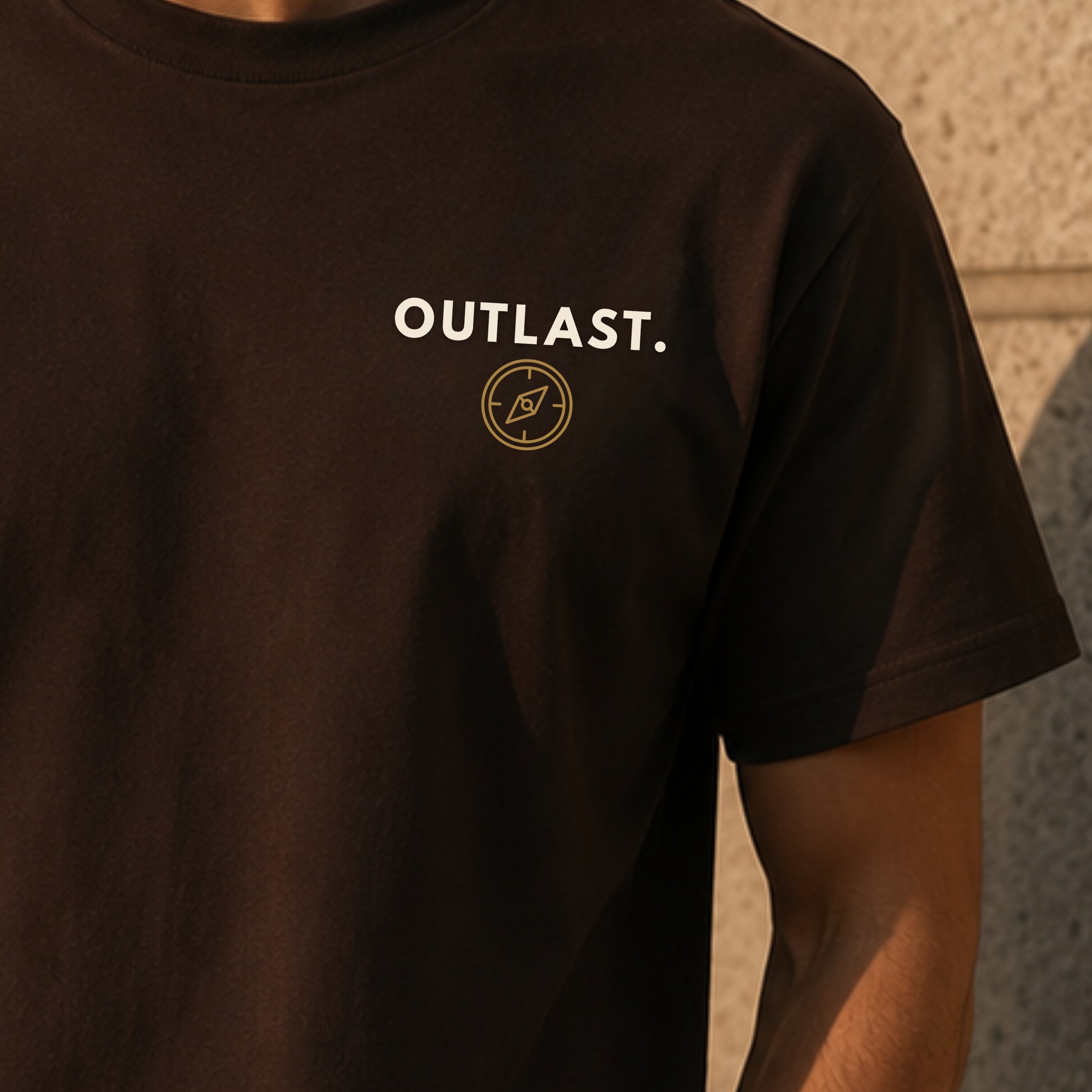OUTLAST. Minimal Graphic T-Shirt | Premium Heavy Cotton Motivational Tee | Unisex Streetwear Shirt | Everyday Essential | LEGGOD