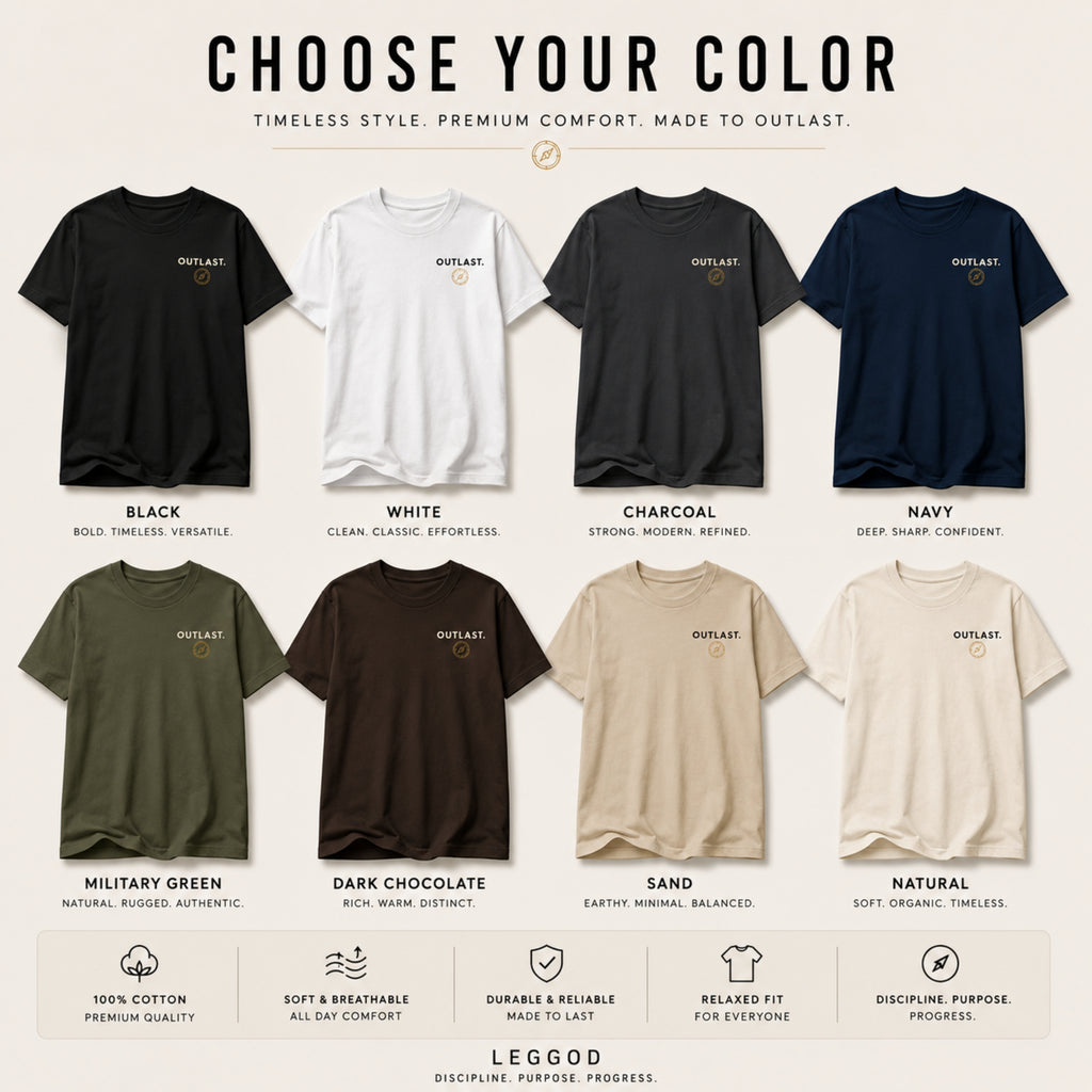 OUTLAST. Minimal Graphic T-Shirt | Premium Heavy Cotton Motivational Tee | Unisex Streetwear Shirt | Everyday Essential | LEGGOD