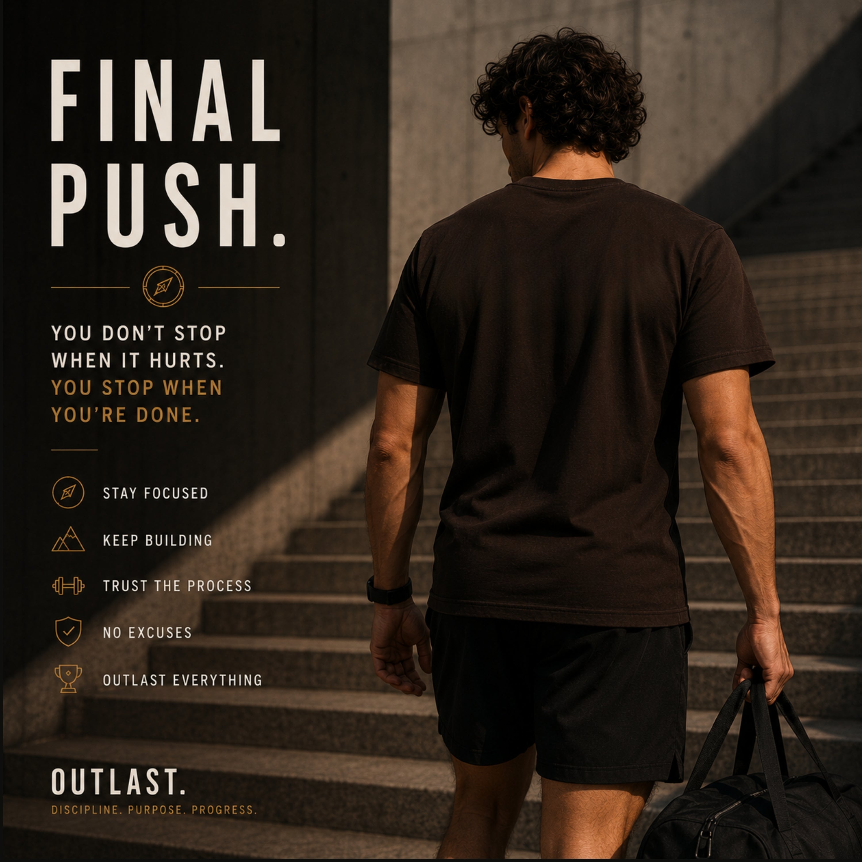 OUTLAST. Minimal Graphic T-Shirt | Premium Heavy Cotton Motivational Tee | Unisex Streetwear Shirt | Everyday Essential | LEGGOD