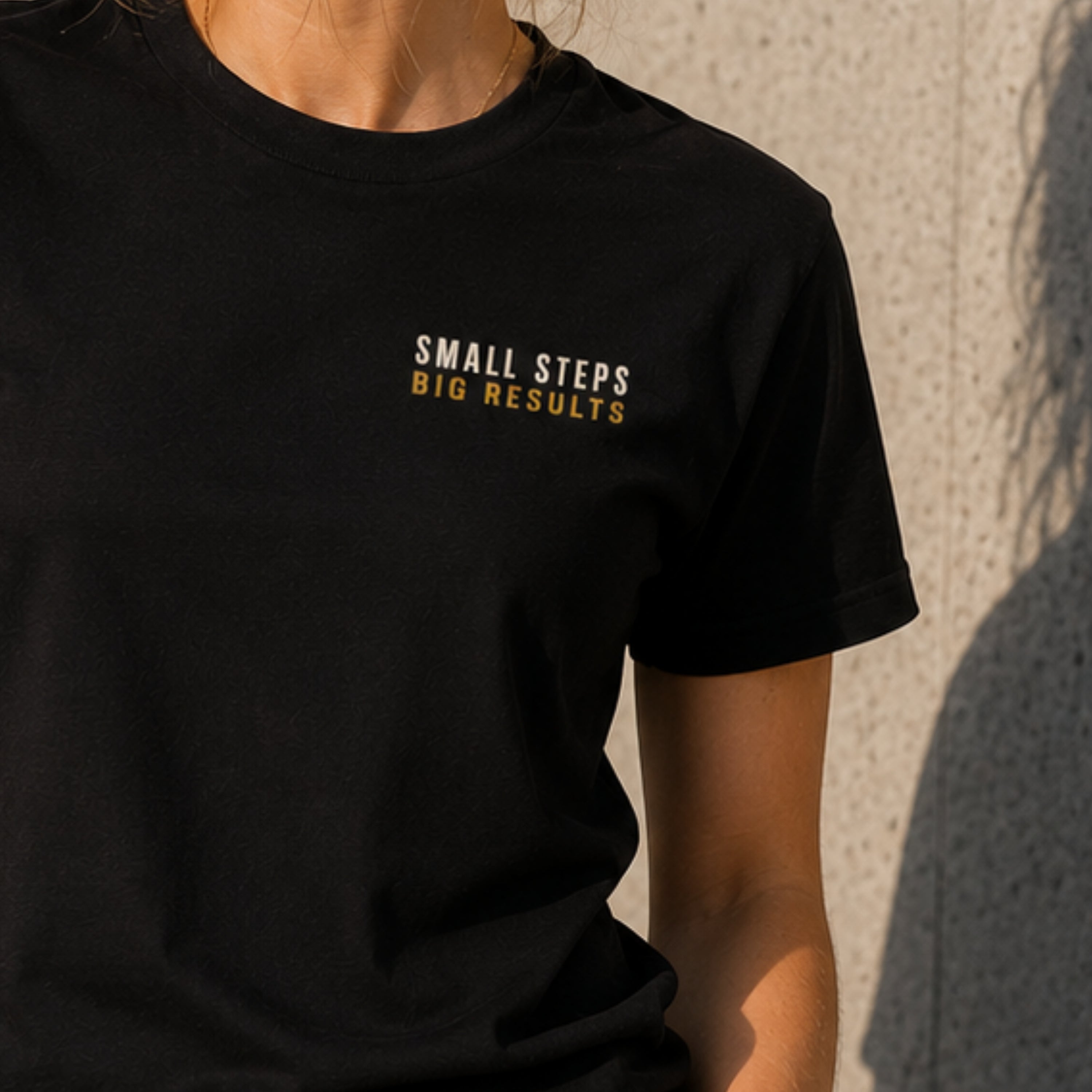 SMALL STEPS. BIG RESULTS. Premium Heavy Cotton T-Shirt | Minimal Motivational Graphic Tee | Unisex Streetwear Shirt | LEGGOD