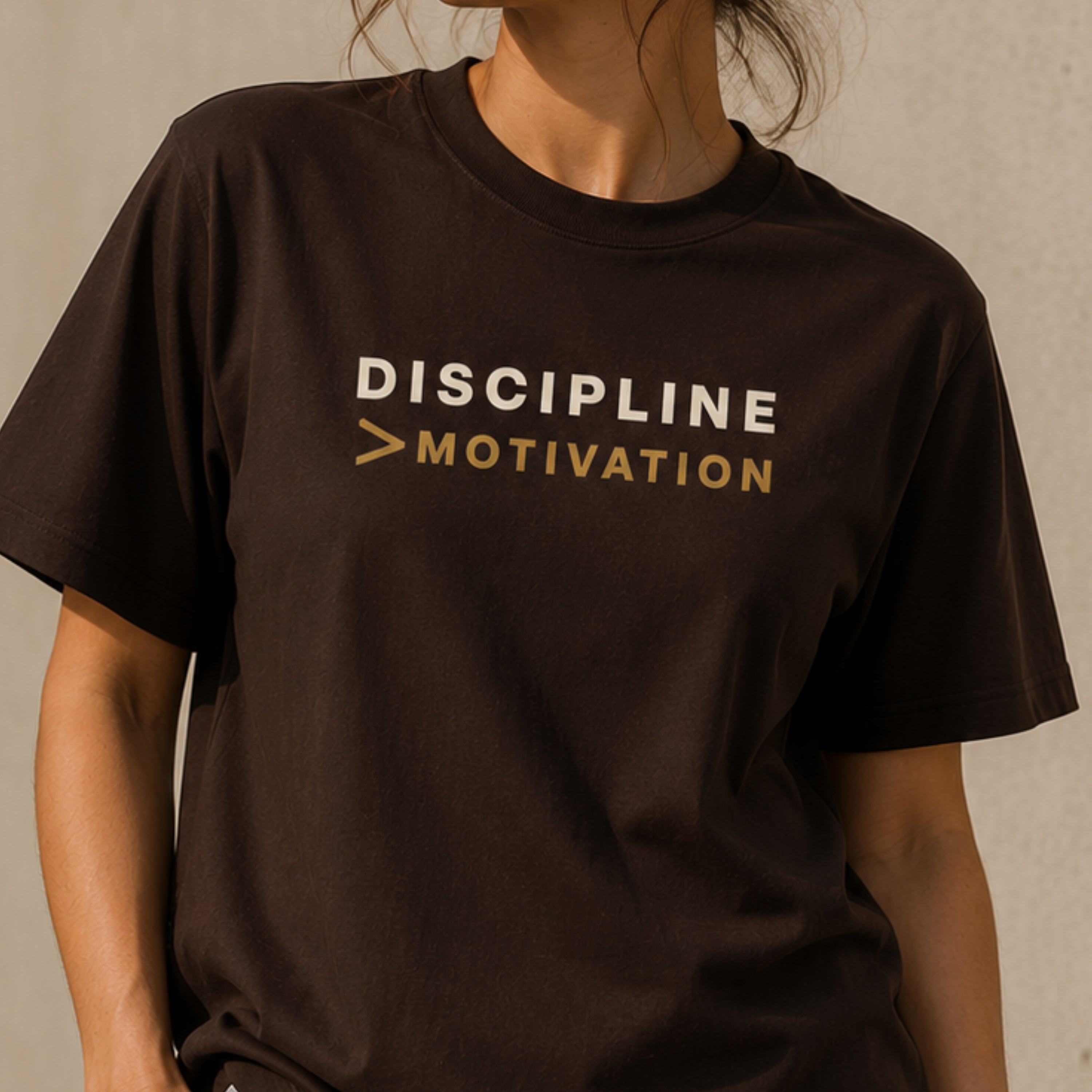 DISCIPLINE > MOTIVATION Premium Heavy Cotton T-Shirt | Motivational Graphic Tee | Minimal Mindset Shirt | Unisex Gym & Streetwear | LEGGOD