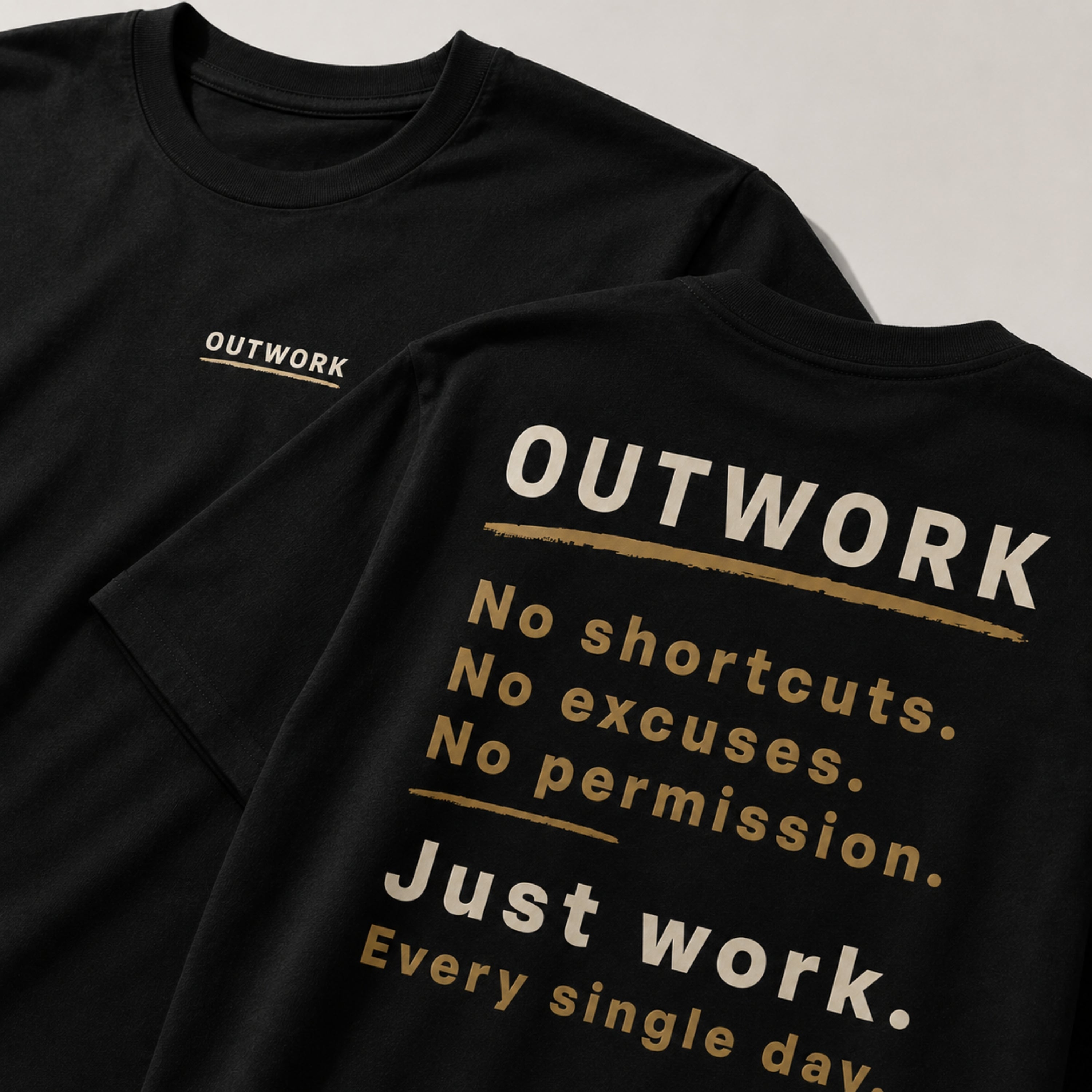 OUTWORK Front & Back Graphic T-Shirt | Premium 100% Cotton Motivational Unisex Tee | LEGGOD