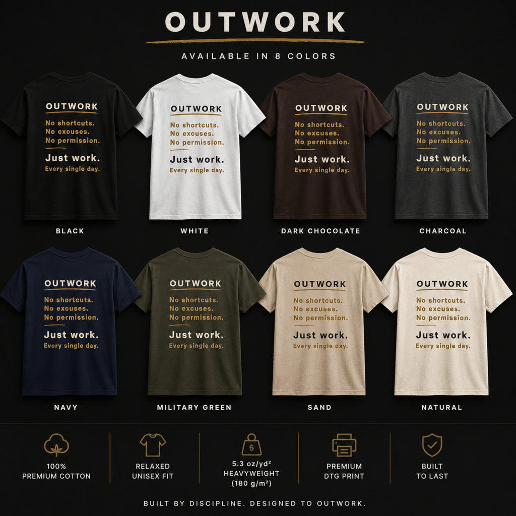 OUTWORK Front & Back Graphic T-Shirt | Premium 100% Cotton Motivational Unisex Tee | LEGGOD