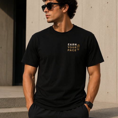 Earn Your Pace T-Shirt | Minimal Running Motivation Shirt | Unisex 100% Cotton Graphic Tee | Fitness Lifestyle Streetwear | LEGGOD
