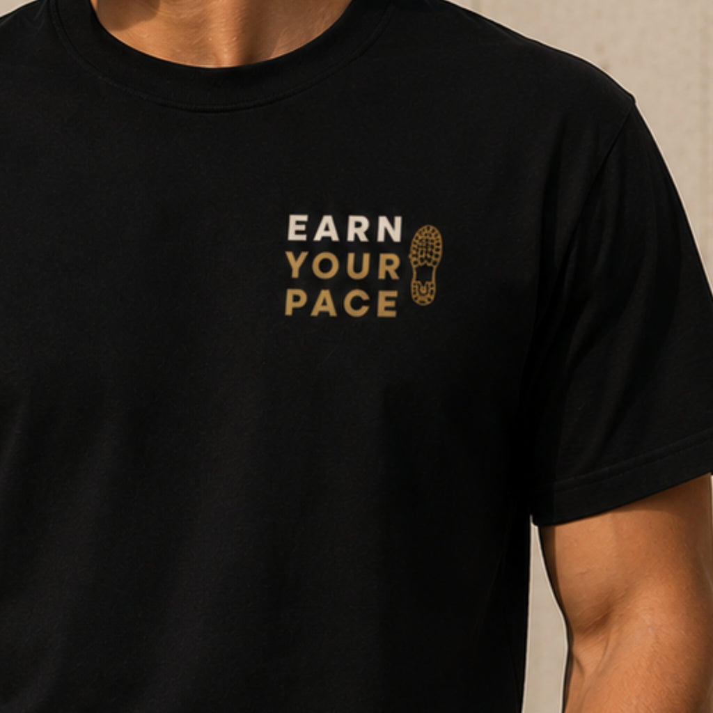 Earn Your Pace T-Shirt | Minimal Running Motivation Shirt | Unisex 100% Cotton Graphic Tee | Fitness Lifestyle Streetwear | LEGGOD