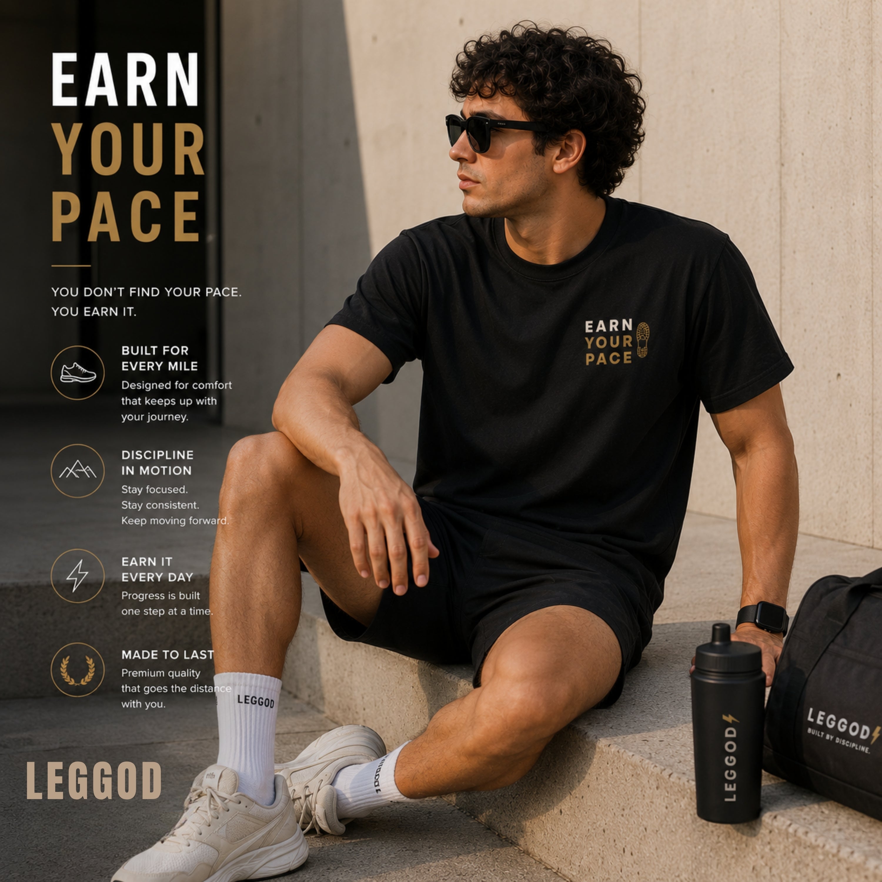 Earn Your Pace T-Shirt | Minimal Running Motivation Shirt | Unisex 100% Cotton Graphic Tee | Fitness Lifestyle Streetwear | LEGGOD