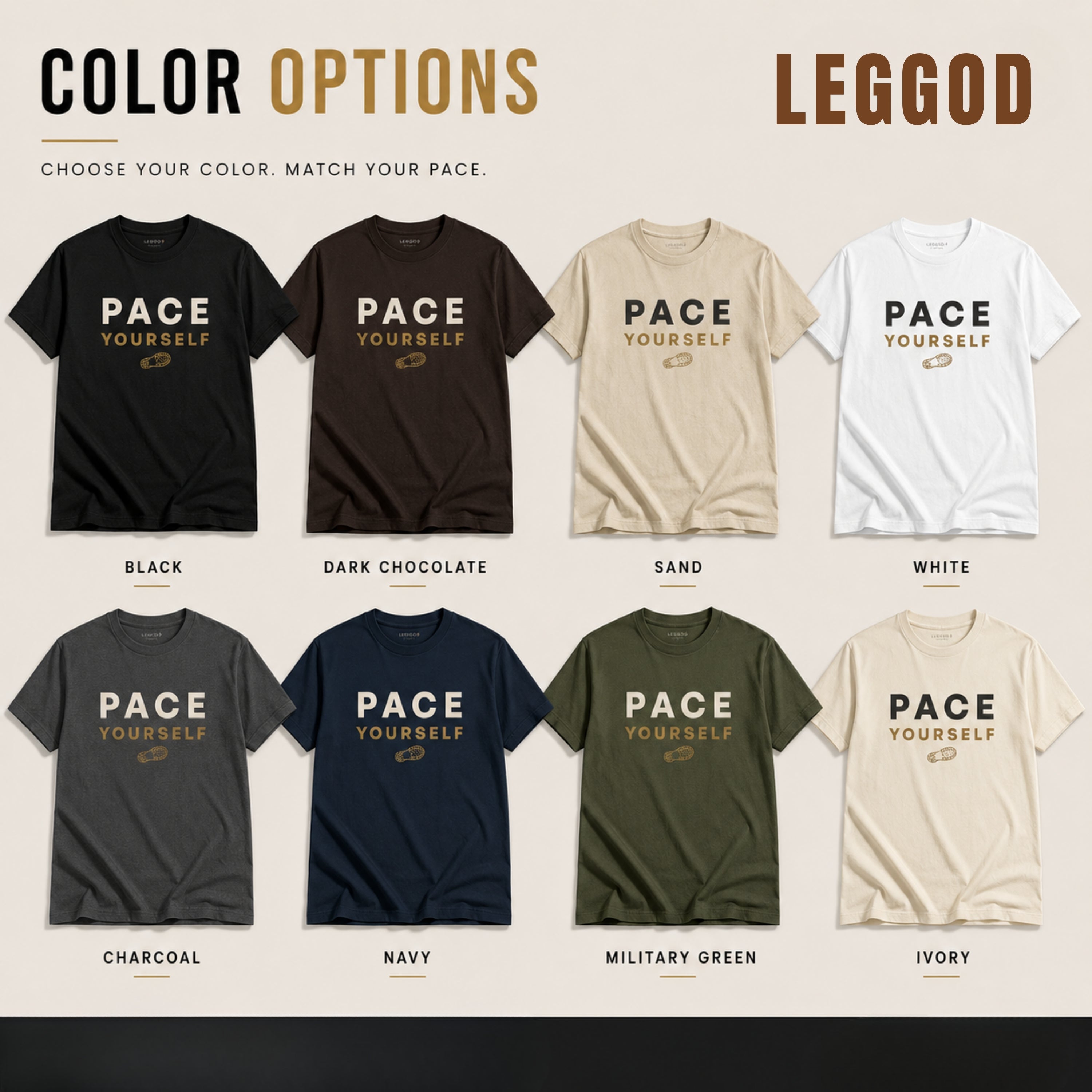 Pace Yourself T-Shirt | Running Motivation Shirt | Unisex 100% Cotton Graphic Tee | Minimal Fitness & Lifestyle Shirt | LEGGOD