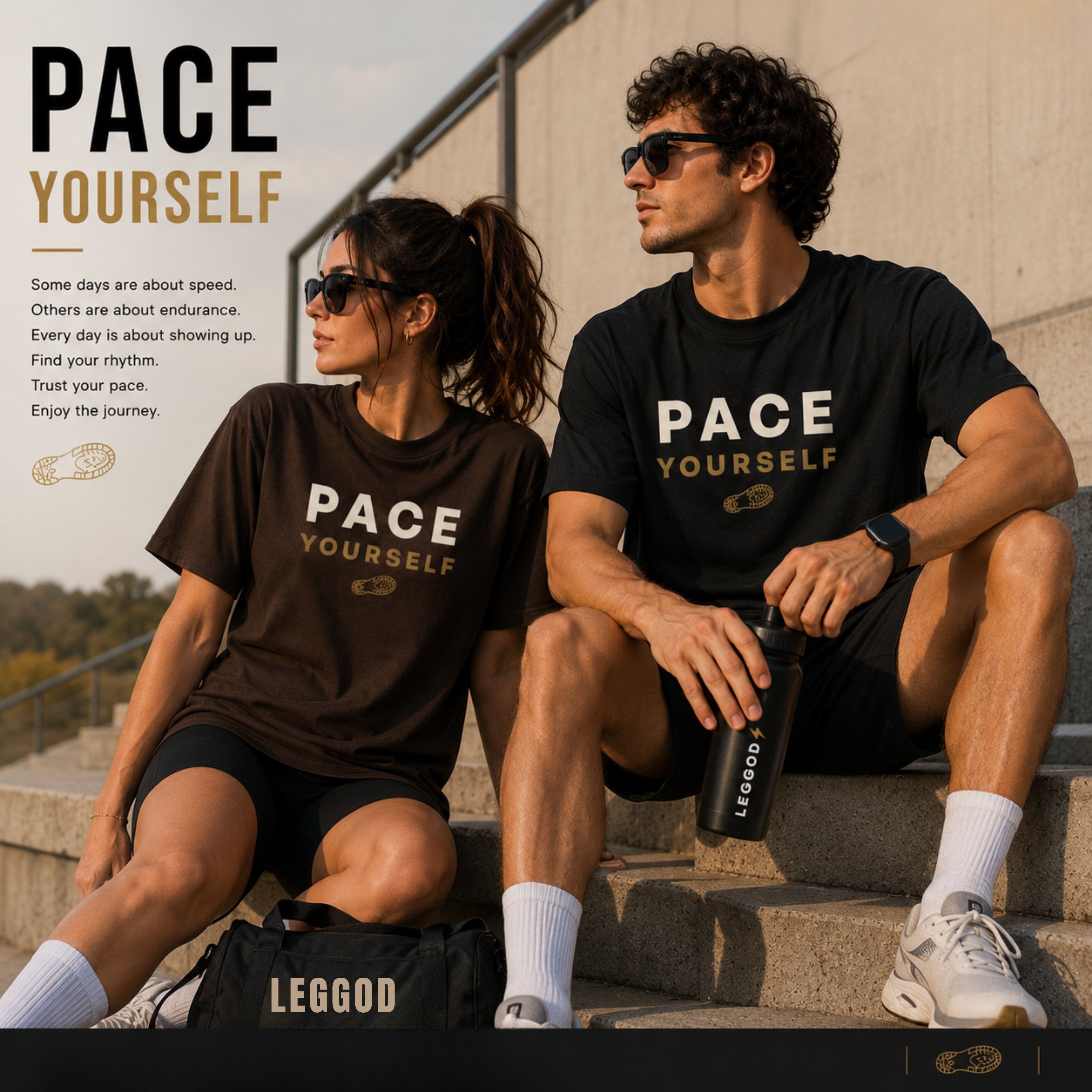 Pace Yourself T-Shirt | Running Motivation Shirt | Unisex 100% Cotton Graphic Tee | Minimal Fitness & Lifestyle Shirt | LEGGOD