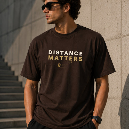 Distance Matters T-Shirt | Running Motivation Shirt | Unisex 100% Cotton Graphic Tee | Minimal Fitness & Hiking Lifestyle Shirt | LEGGOD
