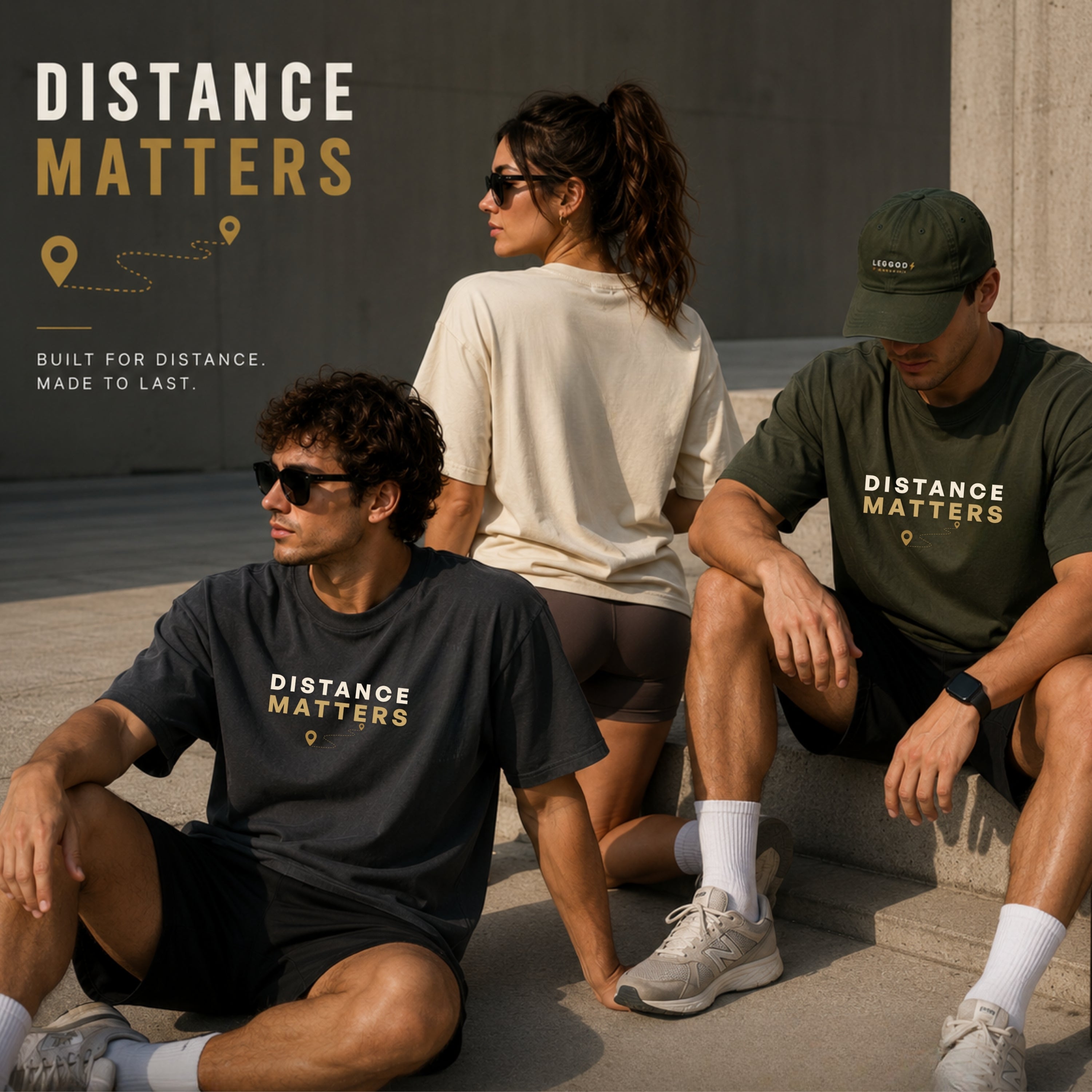 Distance Matters T-Shirt | Running Motivation Shirt | Unisex 100% Cotton Graphic Tee | Minimal Fitness & Hiking Lifestyle Shirt | LEGGOD
