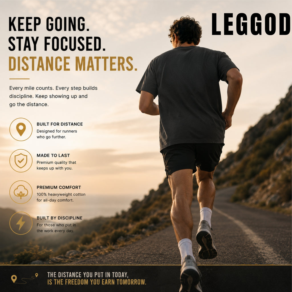 Distance Matters T-Shirt | Running Motivation Shirt | Unisex 100% Cotton Graphic Tee | Minimal Fitness & Hiking Lifestyle Shirt | LEGGOD