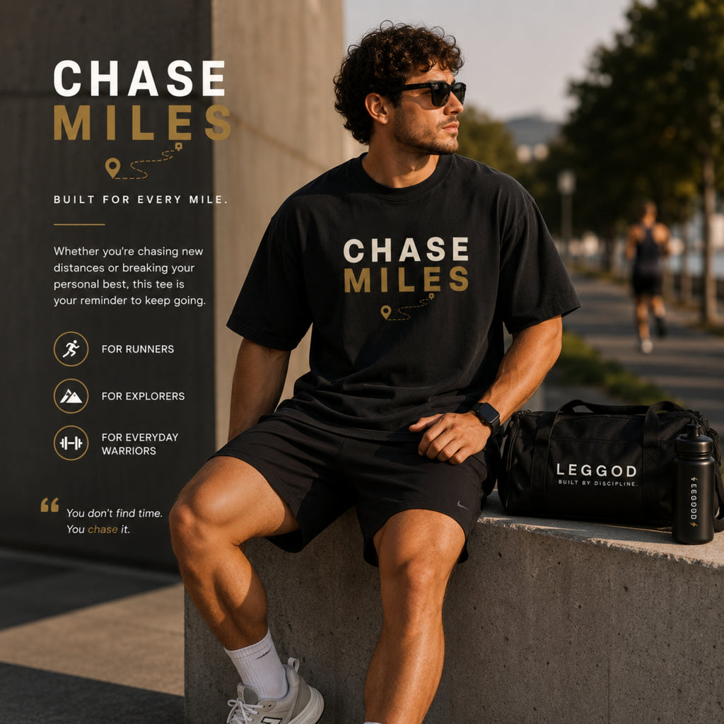 Chase Miles T-Shirt | Running Motivation Shirt | Unisex 100% Cotton Graphic Tee | Marathon & Fitness Lifestyle Shirt | LEGGOD
