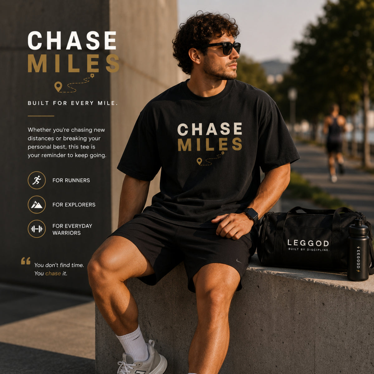 Chase Miles T-Shirt | Running Motivation Shirt | Unisex 100% Cotton Graphic Tee | Marathon & Fitness Lifestyle Shirt | LEGGOD