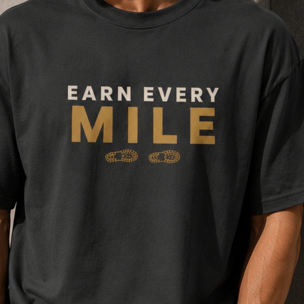 Earn Every Mile Running T-Shirt | Unisex 100% Cotton Runner Tee | Marathon Motivation Shirt | Fitness Graphic Tee | LEGGOD