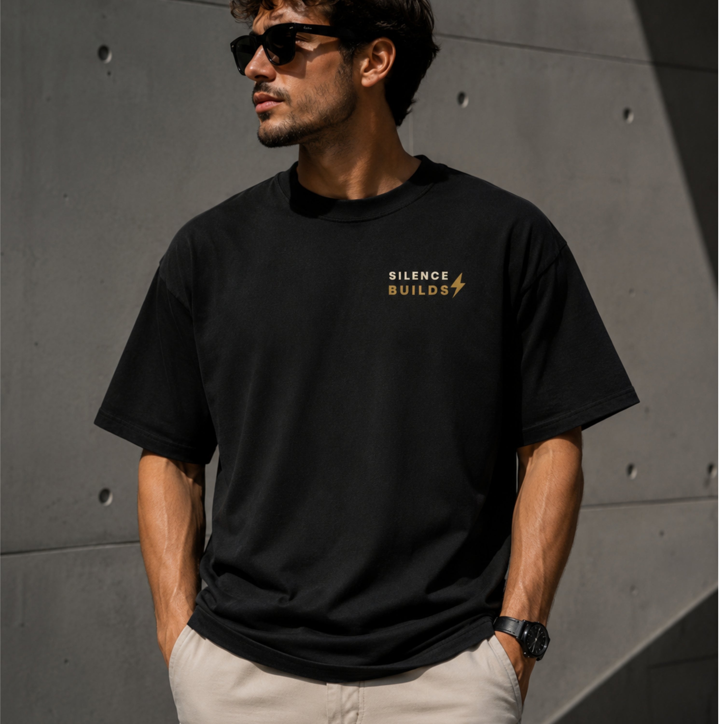 Silence Builds T-Shirt | Minimalist Motivational Graphic Tee | Unisex 100% Cotton Streetwear Shirt | Gym & Lifestyle Tee | LEGGOD