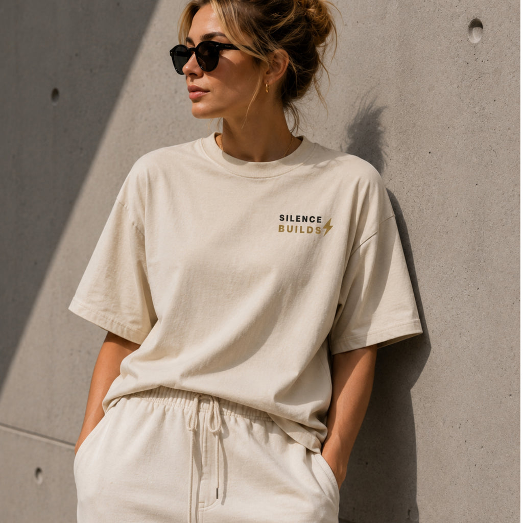 Silence Builds T-Shirt | Minimalist Motivational Graphic Tee | Unisex 100% Cotton Streetwear Shirt | Gym & Lifestyle Tee | LEGGOD