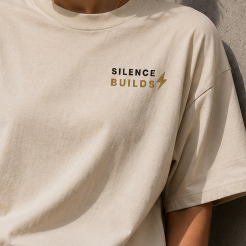 Silence Builds T-Shirt | Minimalist Motivational Graphic Tee | Unisex 100% Cotton Streetwear Shirt | Gym & Lifestyle Tee | LEGGOD