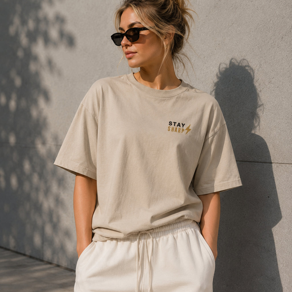 Stay Sharp T-Shirt | Minimalist Motivational Graphic Tee | Unisex 100% Cotton Gym Shirt | Discipline Streetwear | LEGGOD