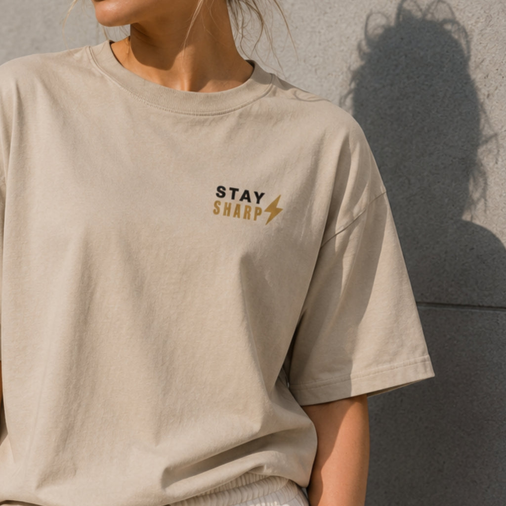Stay Sharp T-Shirt | Minimalist Motivational Graphic Tee | Unisex 100% Cotton Gym Shirt | Discipline Streetwear | LEGGOD
