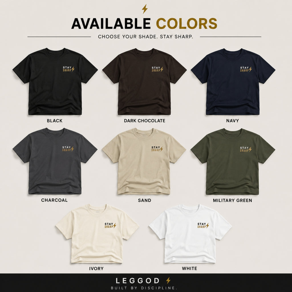 Stay Sharp T-Shirt | Minimalist Motivational Graphic Tee | Unisex 100% Cotton Gym Shirt | Discipline Streetwear | LEGGOD