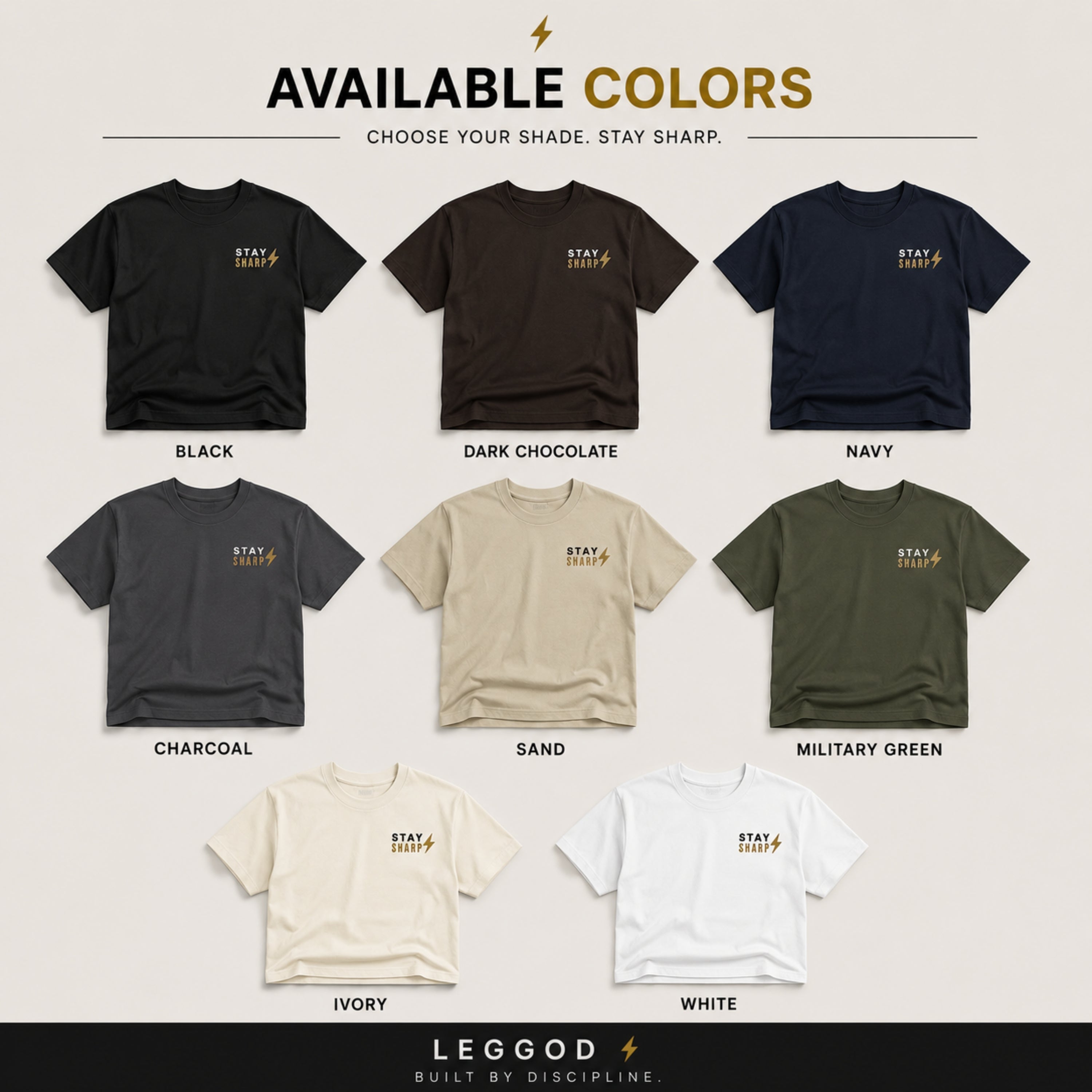 Stay Sharp T-Shirt | Minimalist Motivational Graphic Tee | Unisex 100% Cotton Gym Shirt | Discipline Streetwear | LEGGOD