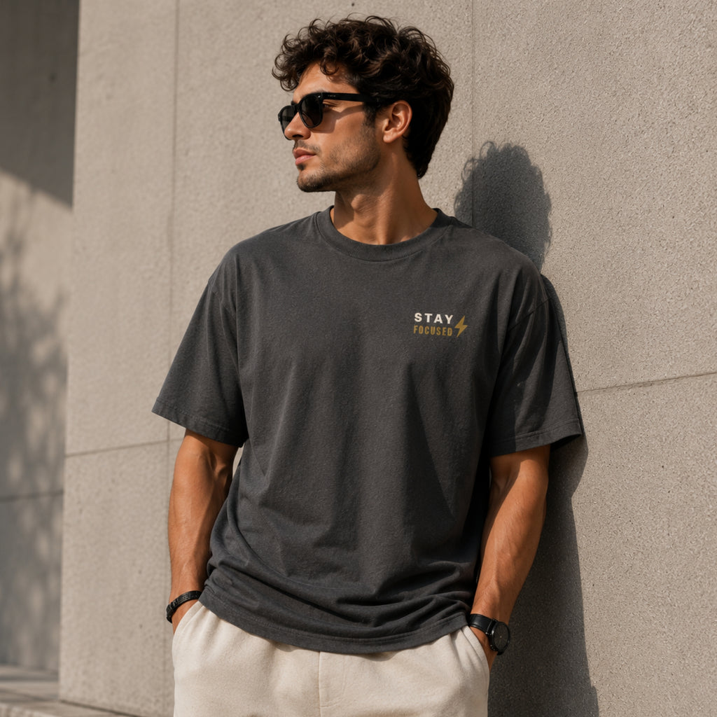 Stay Focused T-Shirt | Motivational Graphic Tee | Minimalist Unisex 100% Cotton Shirt | Gym & Streetwear Apparel | LEGGOD