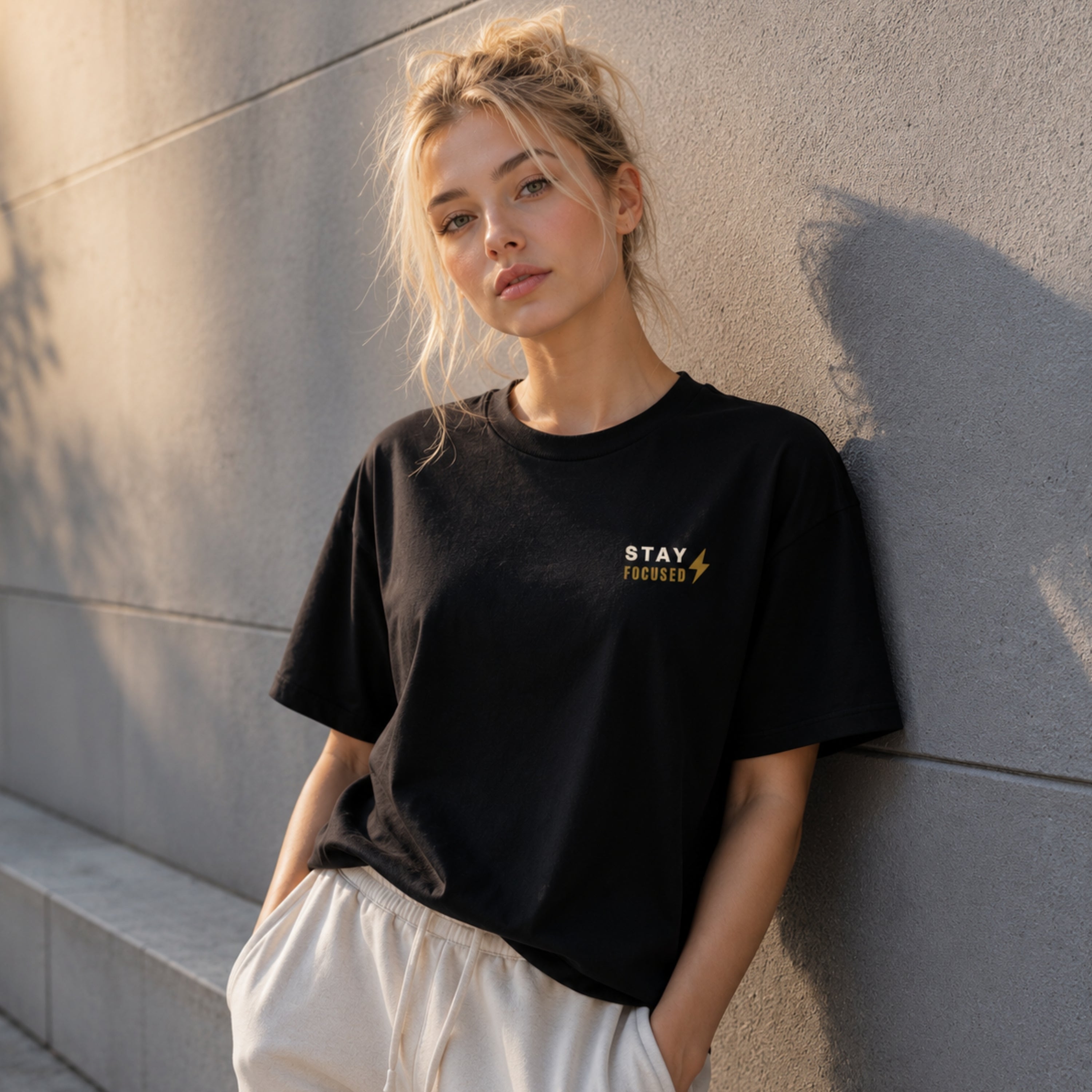 Stay Focused T-Shirt | Motivational Graphic Tee | Minimalist Unisex 100% Cotton Shirt | Gym & Streetwear Apparel | LEGGOD