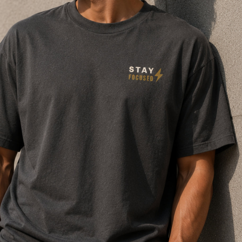 Stay Focused T-Shirt | Motivational Graphic Tee | Minimalist Unisex 100% Cotton Shirt | Gym & Streetwear Apparel | LEGGOD