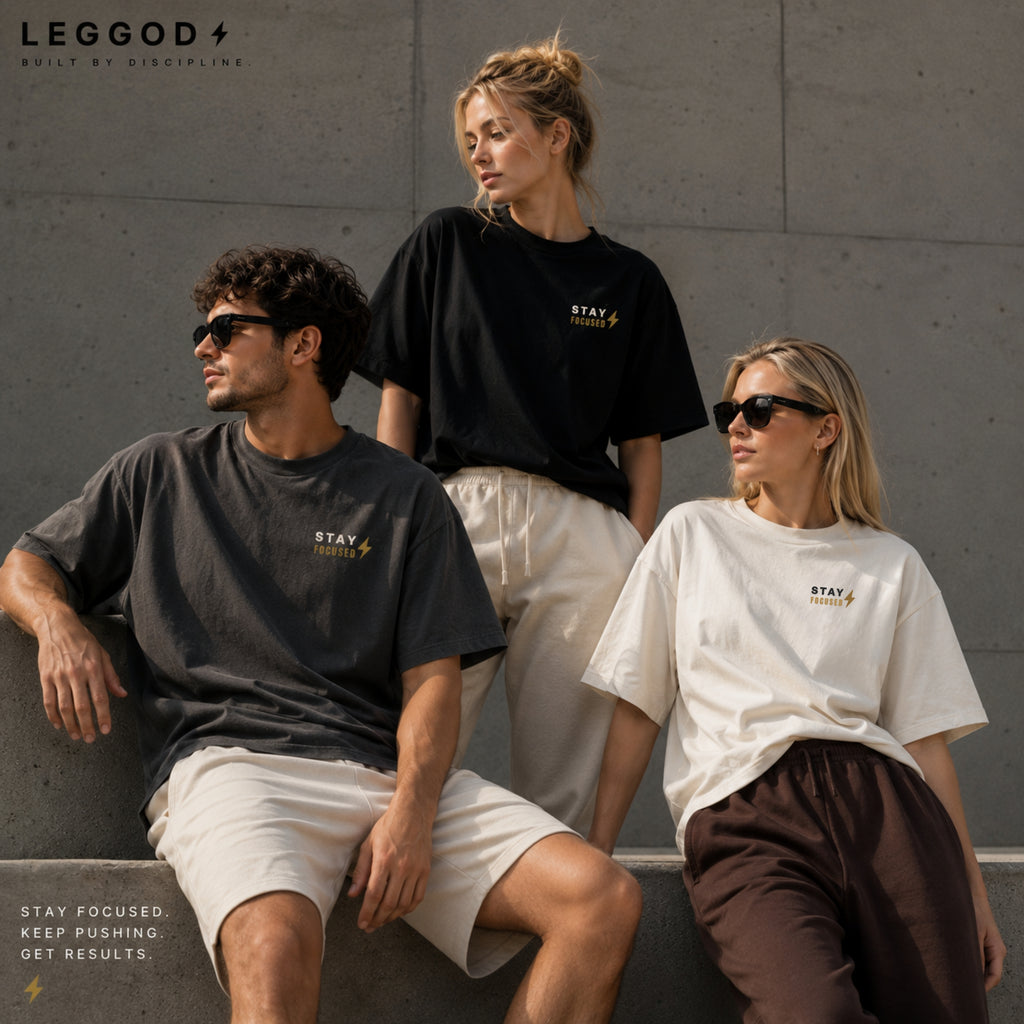 Stay Focused T-Shirt | Motivational Graphic Tee | Minimalist Unisex 100% Cotton Shirt | Gym & Streetwear Apparel | LEGGOD