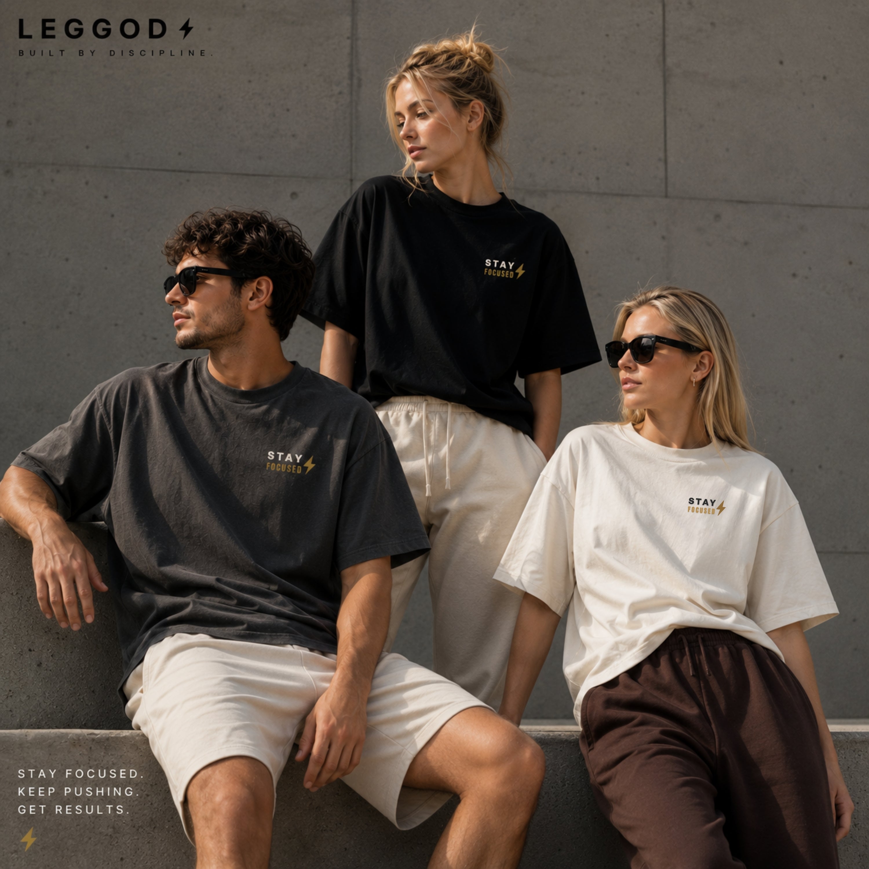 Stay Focused T-Shirt | Motivational Graphic Tee | Minimalist Unisex 100% Cotton Shirt | Gym & Streetwear Apparel | LEGGOD