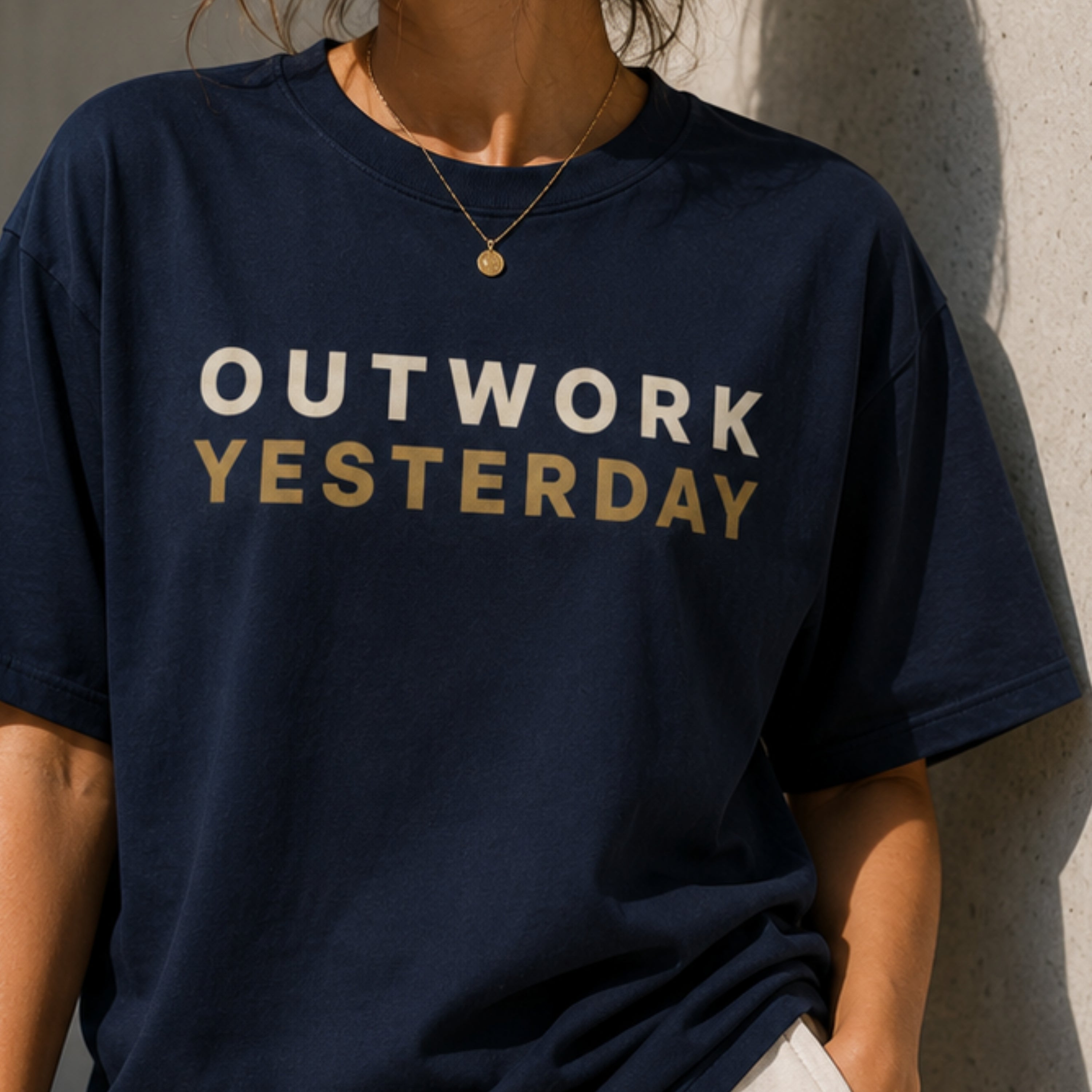 Outwork Yesterday T-Shirt | Motivational Graphic Tee | Unisex 100% Cotton Gym Shirt | Minimalist Streetwear | LEGGOD