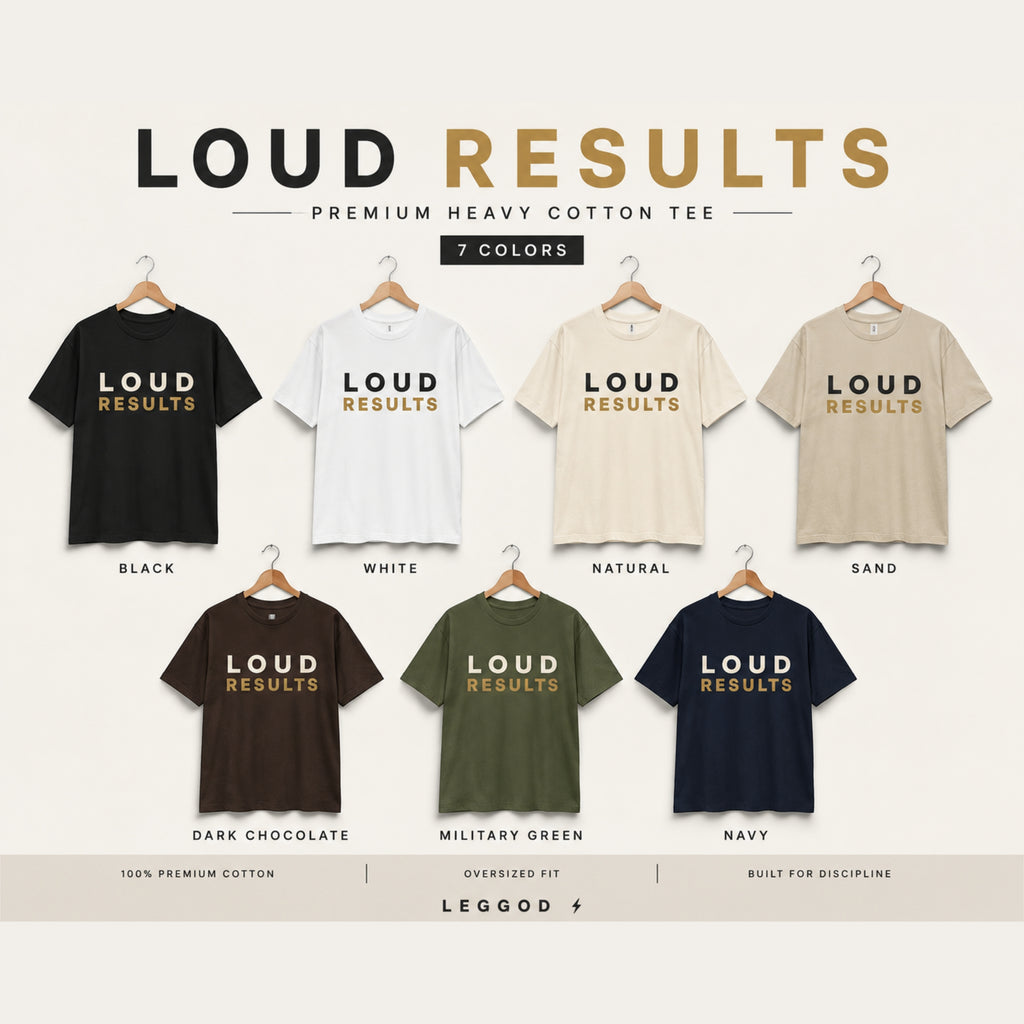 Loud Results T-Shirt | Motivational Gym Graphic Tee | Minimalist Unisex 100% Cotton Streetwear Shirt | Success Mindset Apparel | LEGGOD