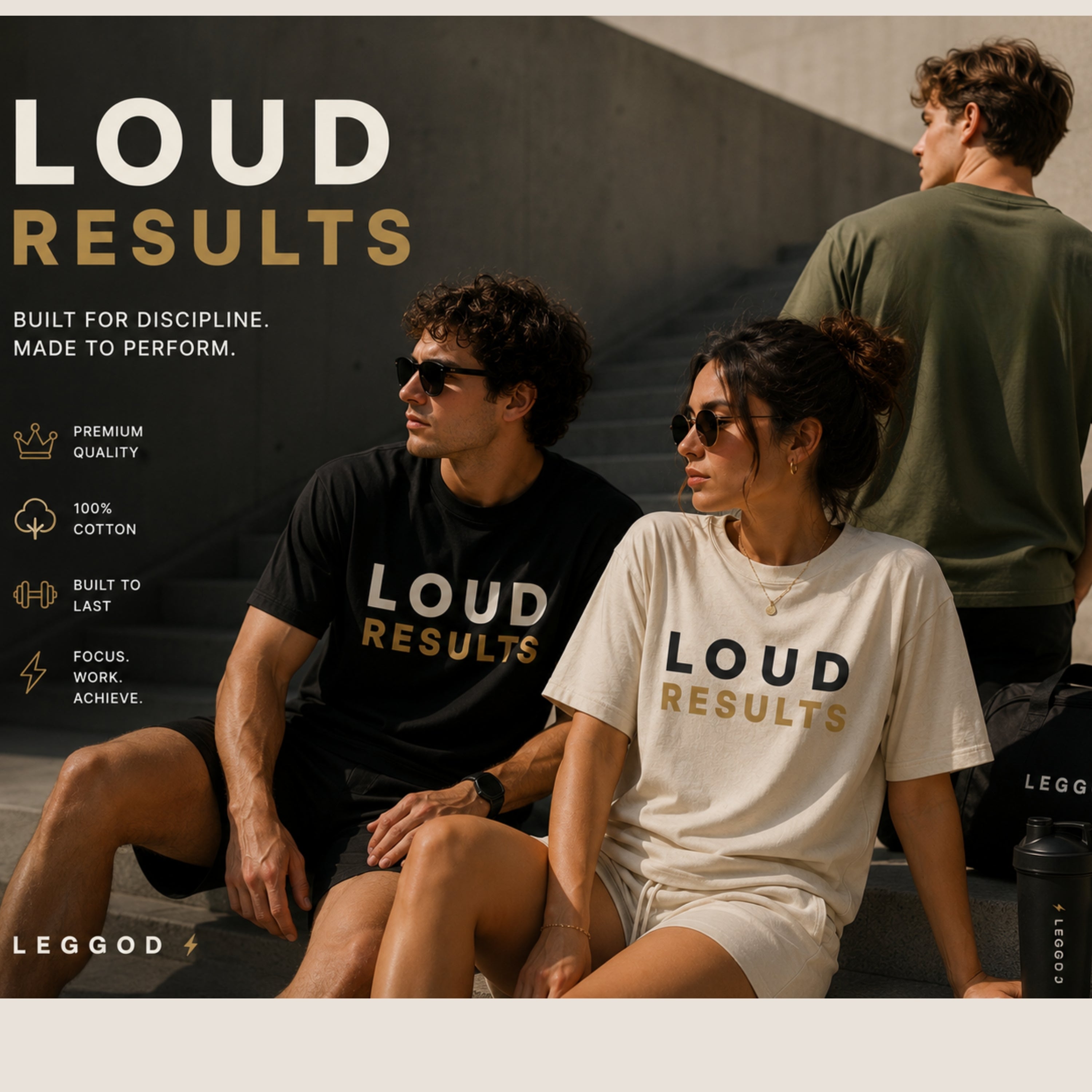 Loud Results T-Shirt | Motivational Gym Graphic Tee | Minimalist Unisex 100% Cotton Streetwear Shirt | Success Mindset Apparel | LEGGOD