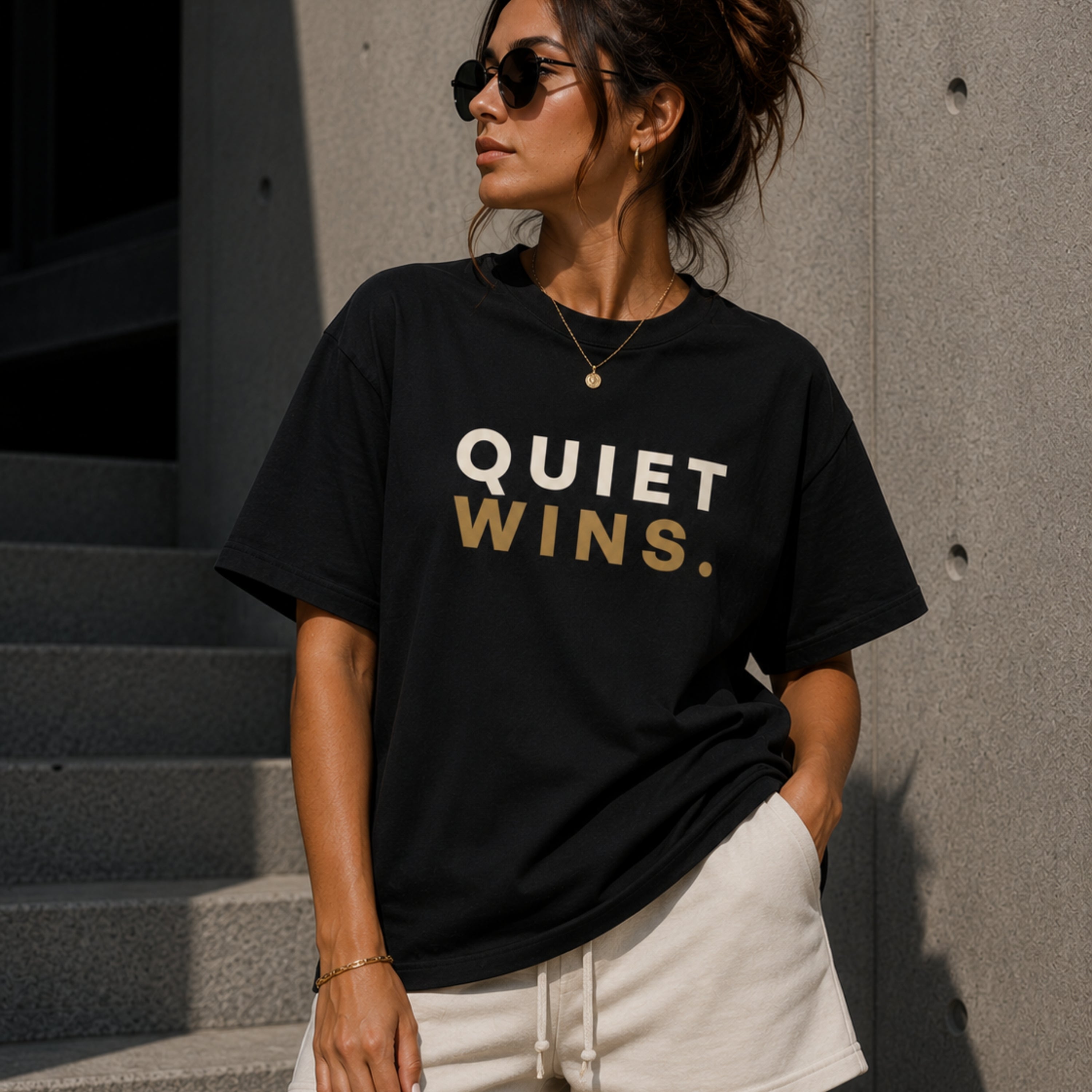 Quiet Wins T-Shirt | Motivational Graphic Tee | Minimalist Unisex 100% Cotton Shirt | Discipline Mindset Streetwear | LEGGOD