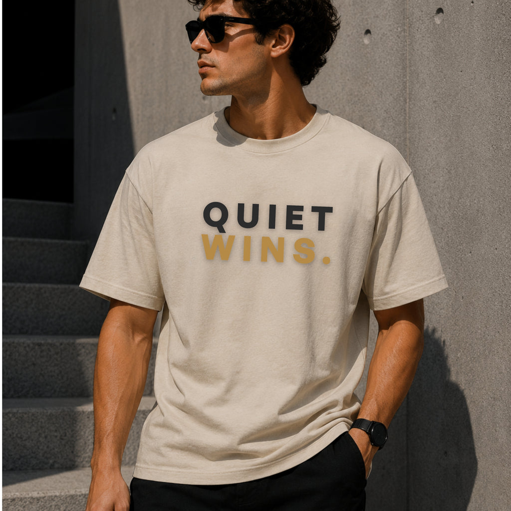 Quiet Wins T-Shirt | Motivational Graphic Tee | Minimalist Unisex 100% Cotton Shirt | Discipline Mindset Streetwear | LEGGOD