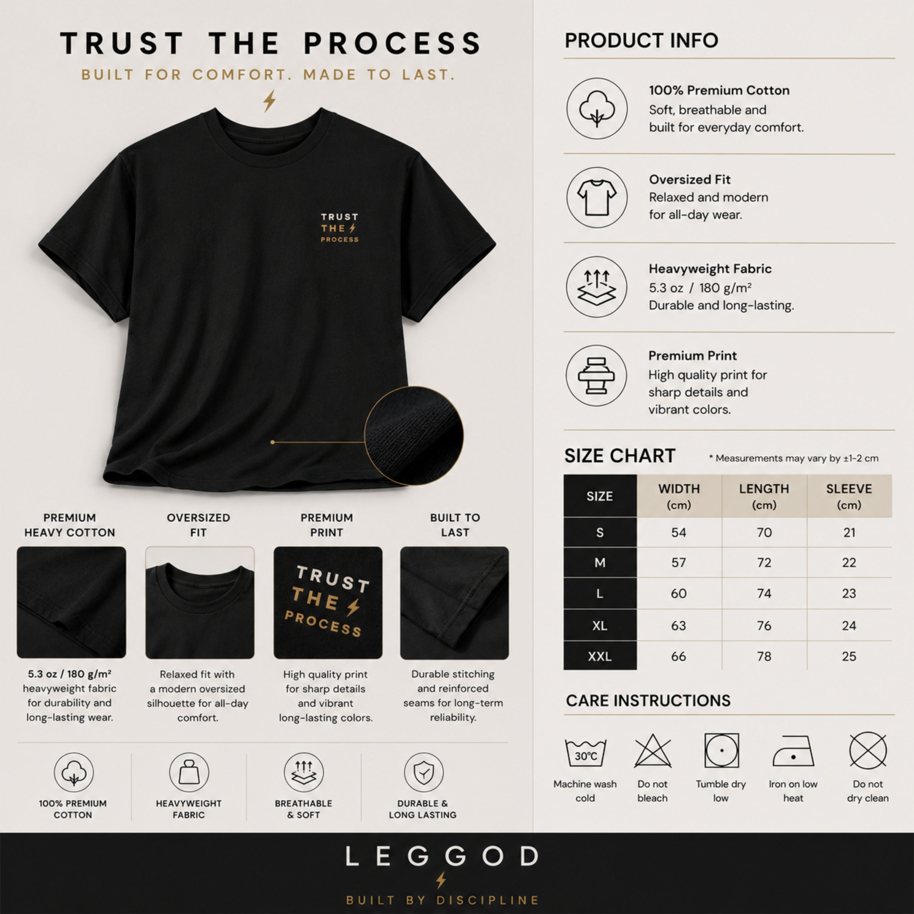 Trust the Process T-Shirt | Motivational Graphic Tee | Minimalist Unisex Cotton Shirt | Discipline Mindset Streetwear | LEGGOD