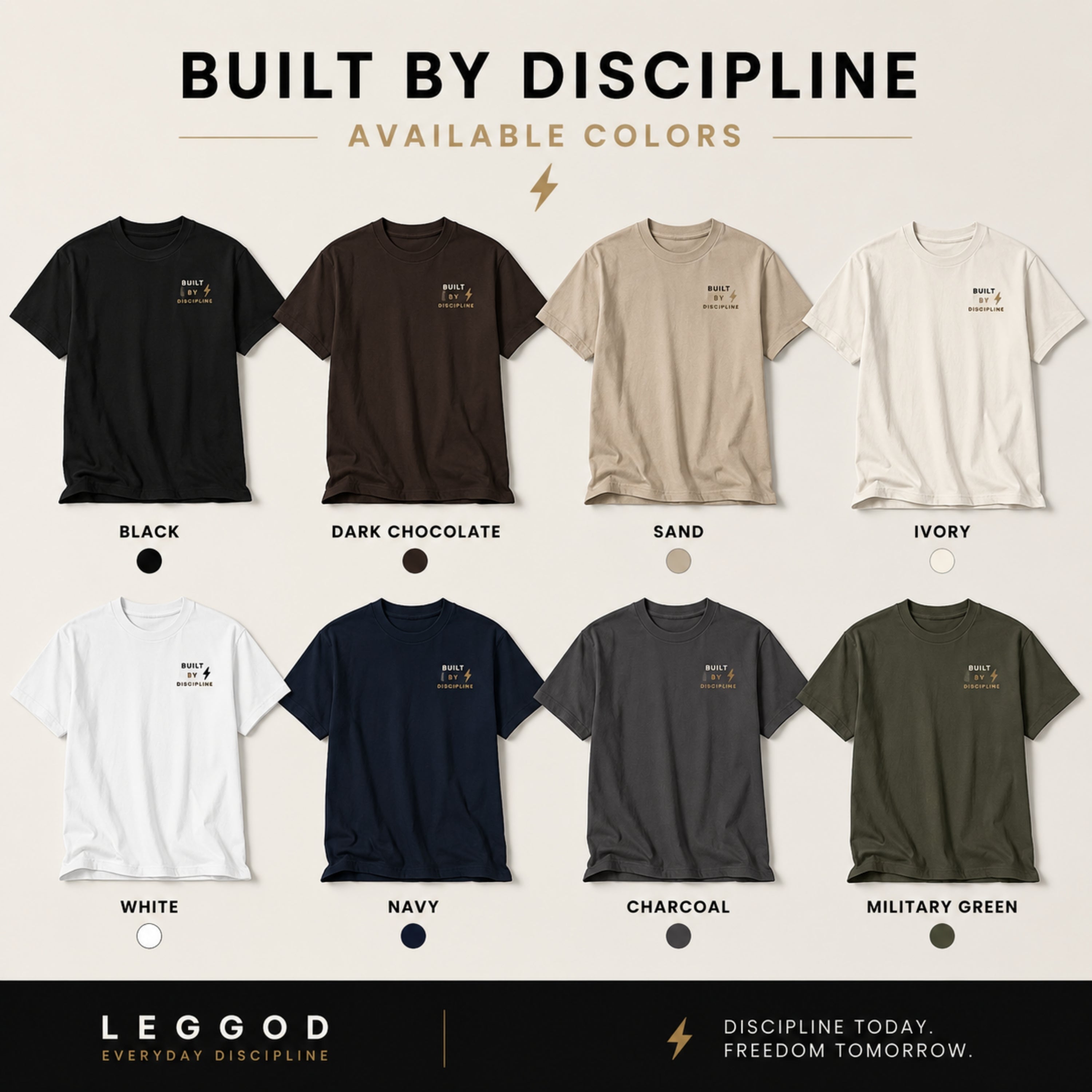 Built By Discipline T-Shirt | Motivational Graphic Tee | Minimalist Unisex Cotton Shirt | Discipline Mindset Streetwear | LEGGOD
