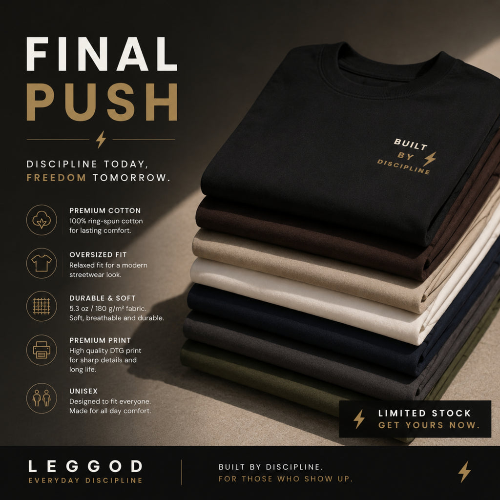 Built By Discipline T-Shirt | Motivational Graphic Tee | Minimalist Unisex Cotton Shirt | Discipline Mindset Streetwear | LEGGOD