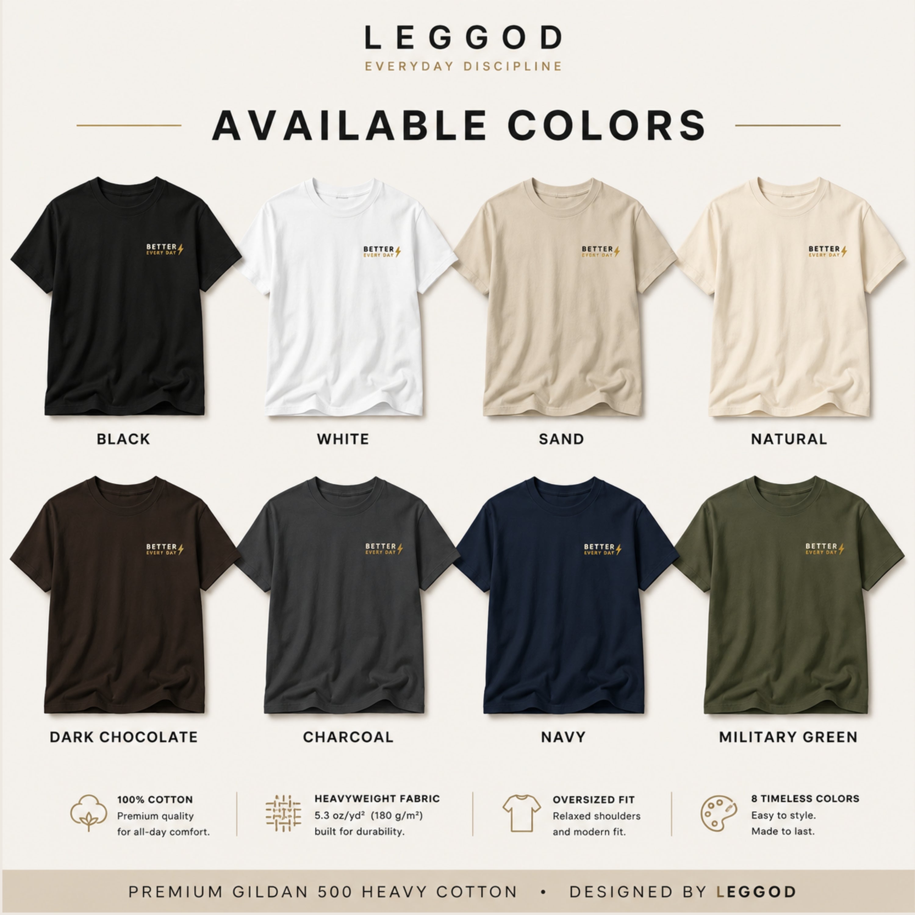 Better Every Day T-Shirt | Motivational Graphic Tee | Minimalist Unisex Cotton Shirt | Self Improvement Streetwear | LEGGOD