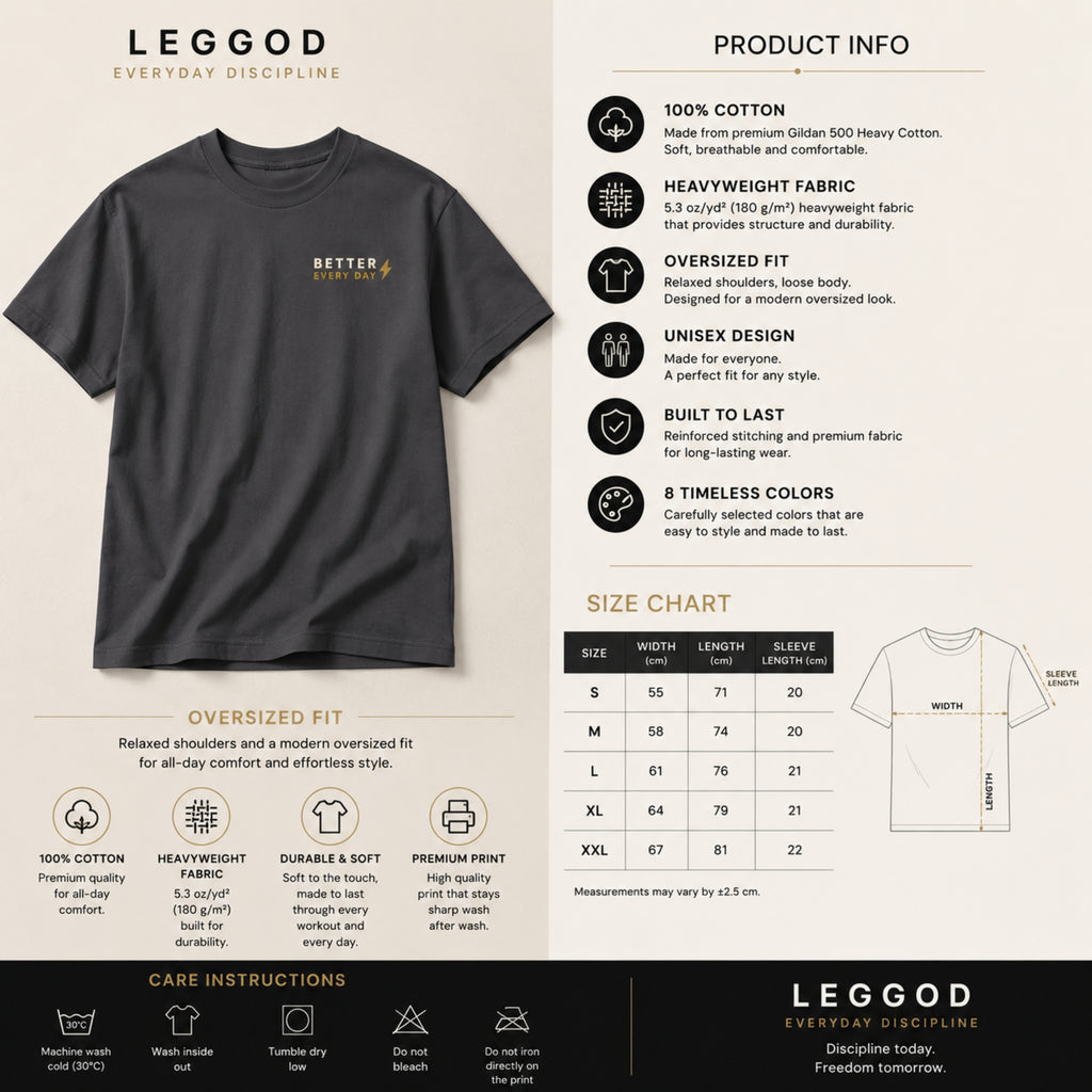 Better Every Day T-Shirt | Motivational Graphic Tee | Minimalist Unisex Cotton Shirt | Self Improvement Streetwear | LEGGOD