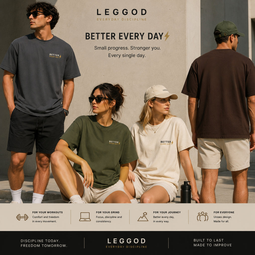 Better Every Day T-Shirt | Motivational Graphic Tee | Minimalist Unisex Cotton Shirt | Self Improvement Streetwear | LEGGOD