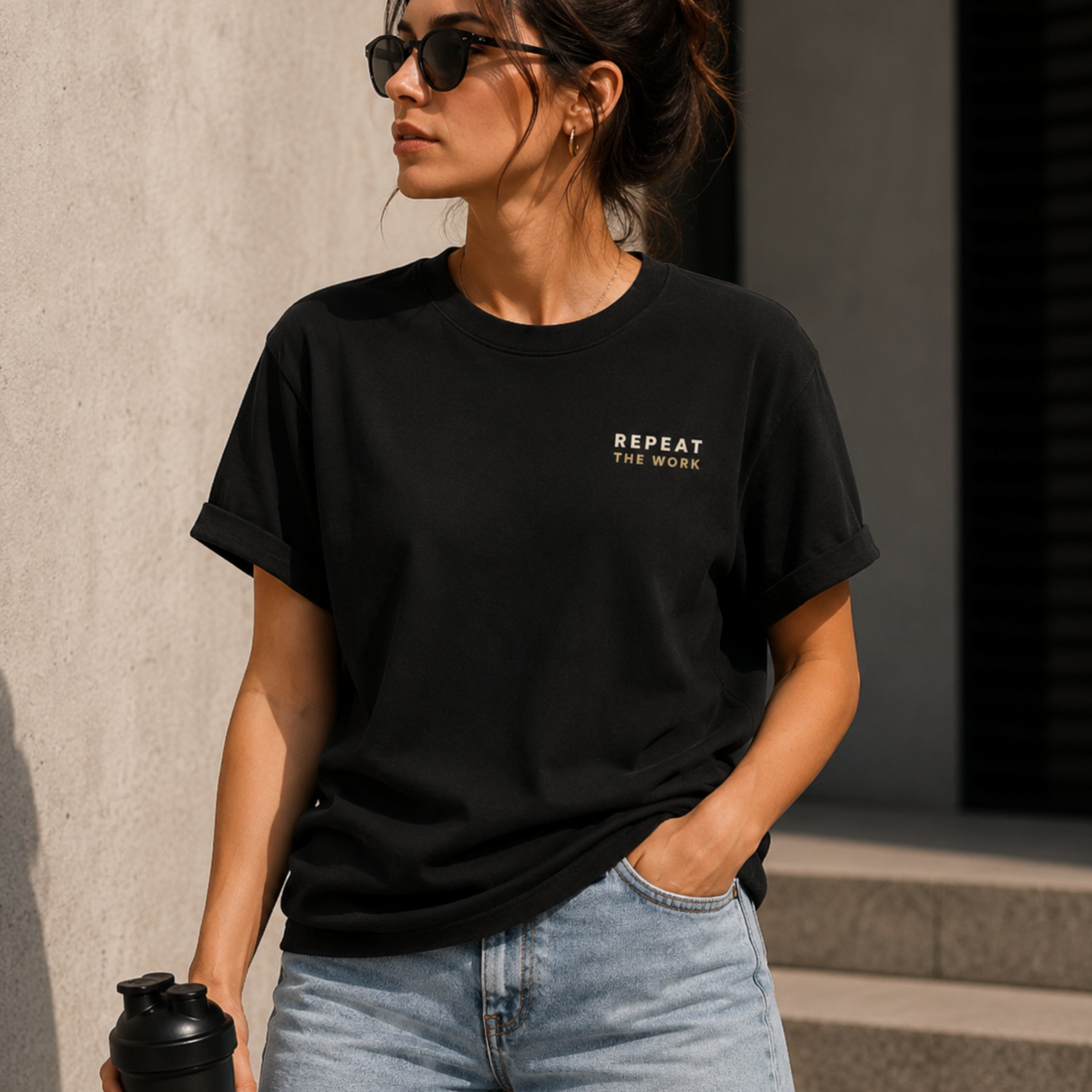 Repeat the Work T-Shirt | Motivational Graphic Tee | Minimalist Unisex Cotton Shirt | Discipline Mindset Streetwear | LEGGOD